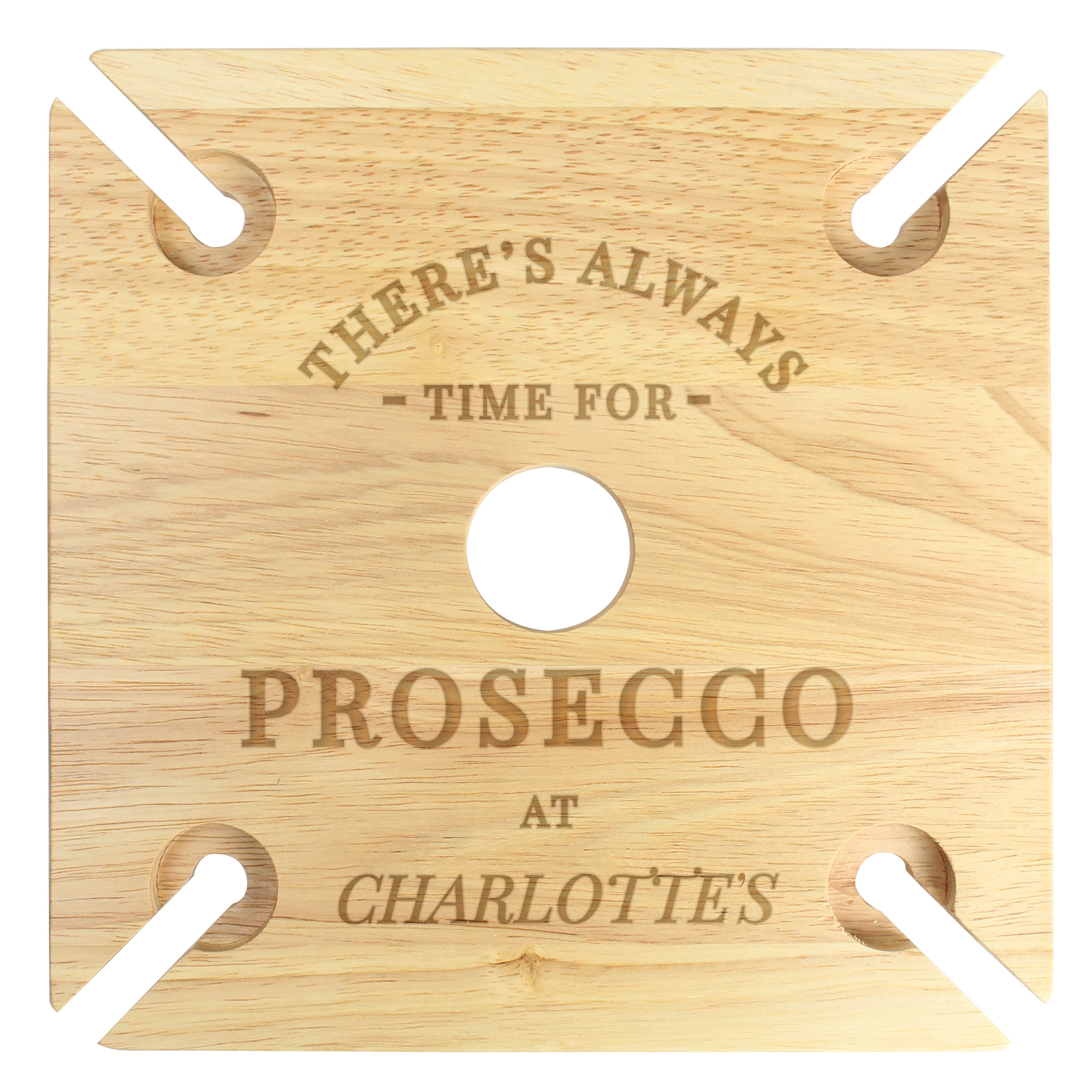 Personalised Prosecco Four Prosecco flute Holder & Bottle Holder