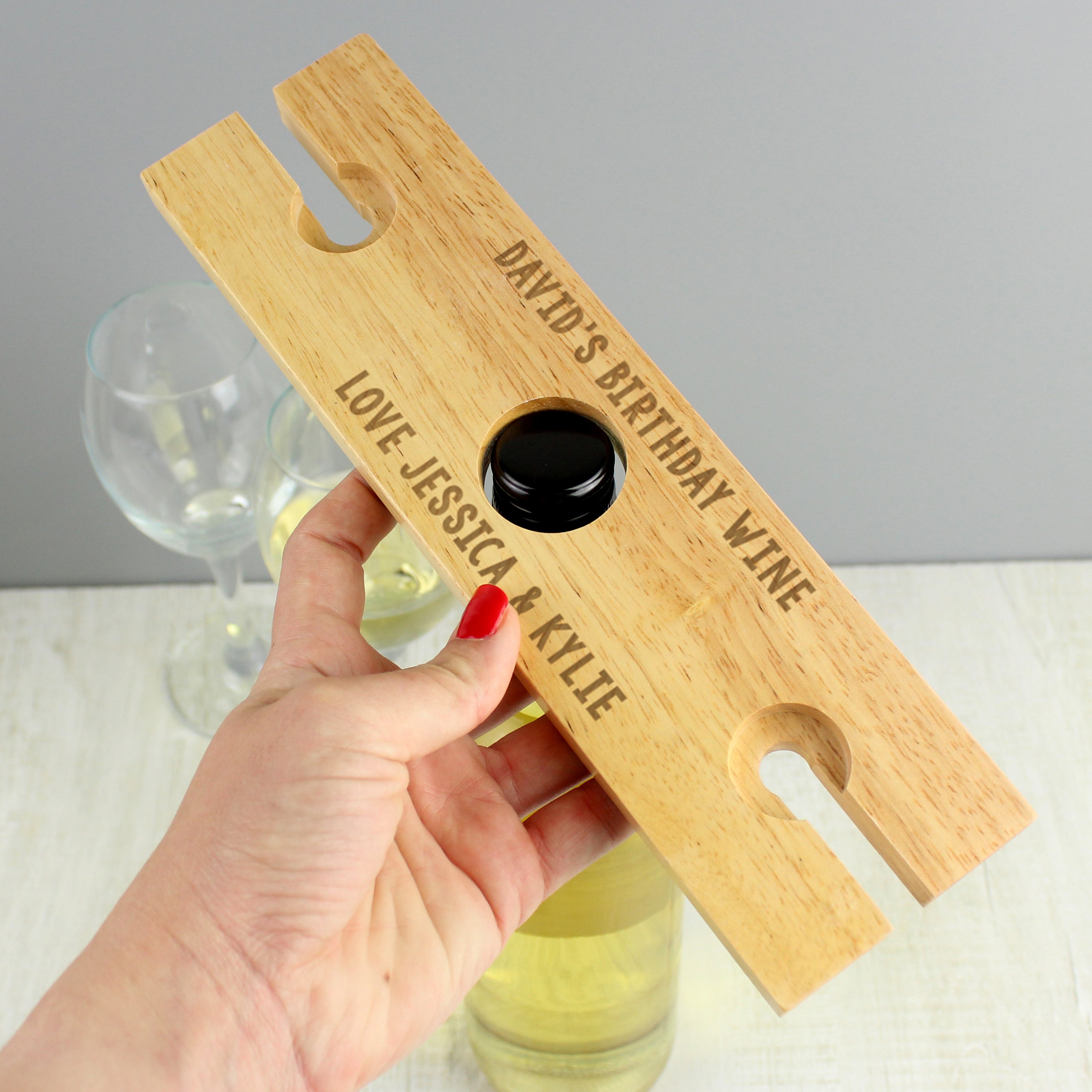 Personalised Free Text Wine Glass & Bottle Holder