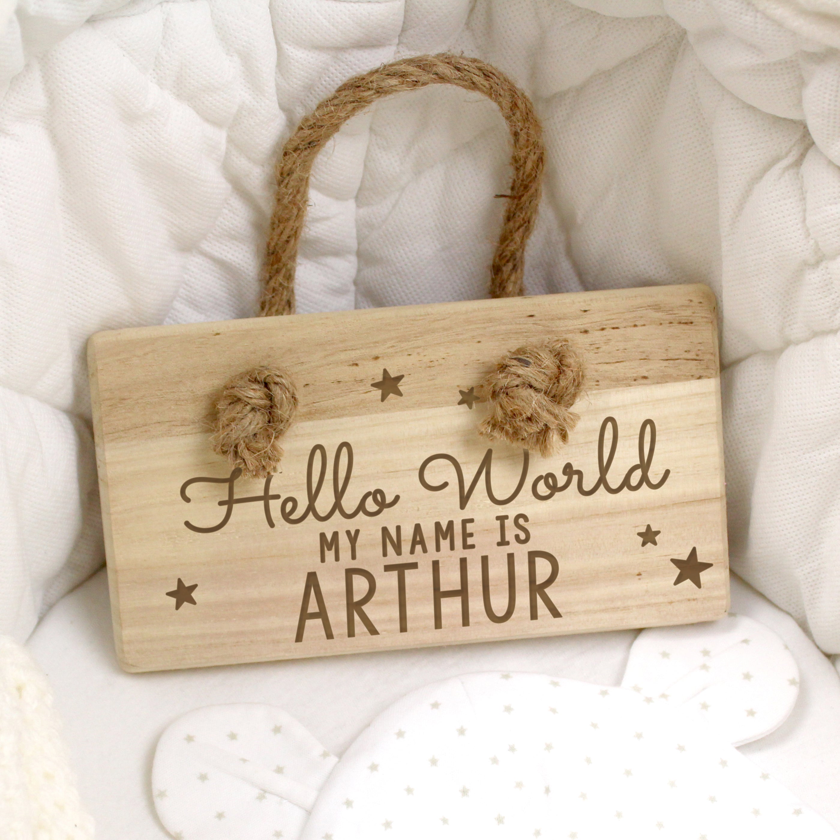 Personalised Hello World Wooden Sign