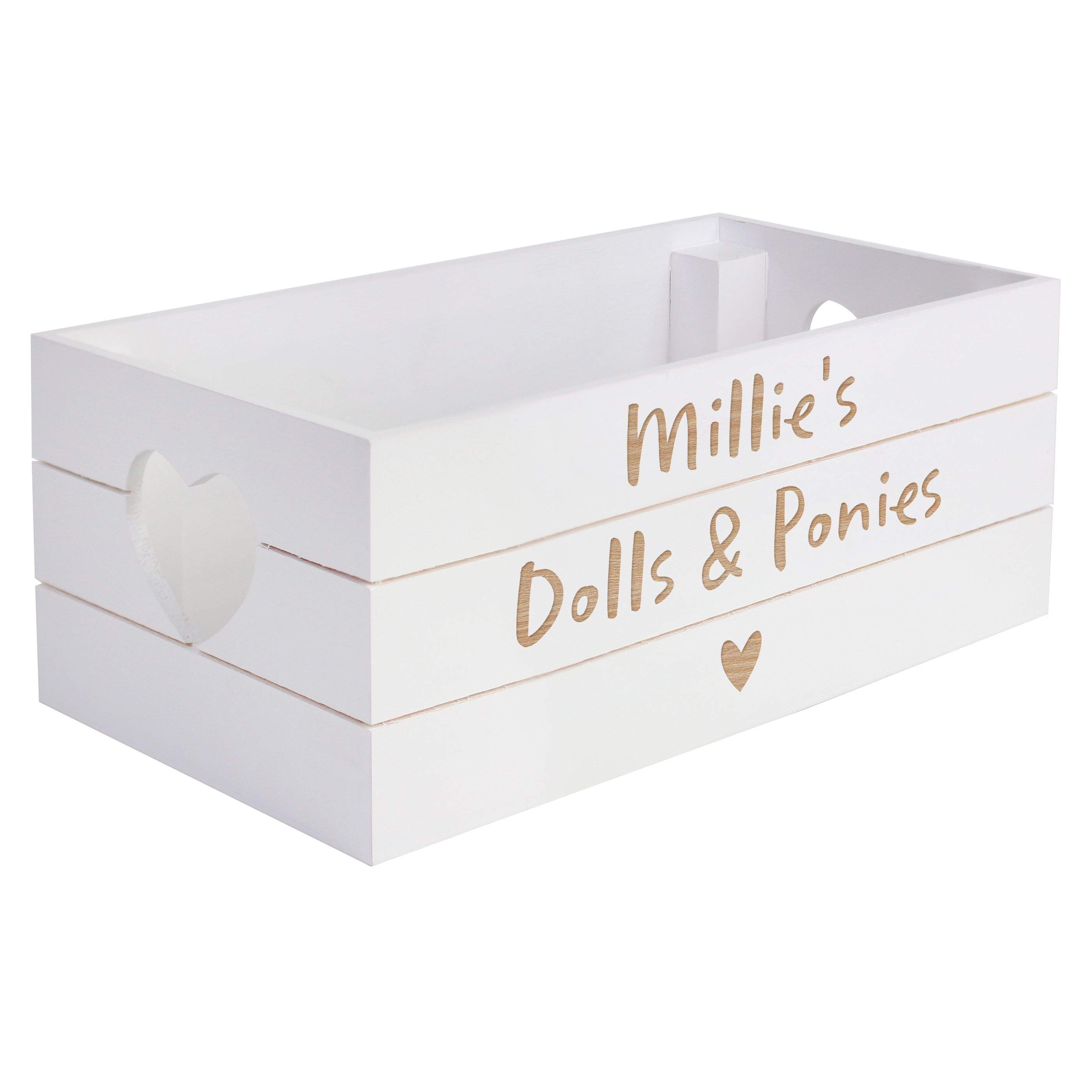 Personalised Free Text Heart White Wooden Crate