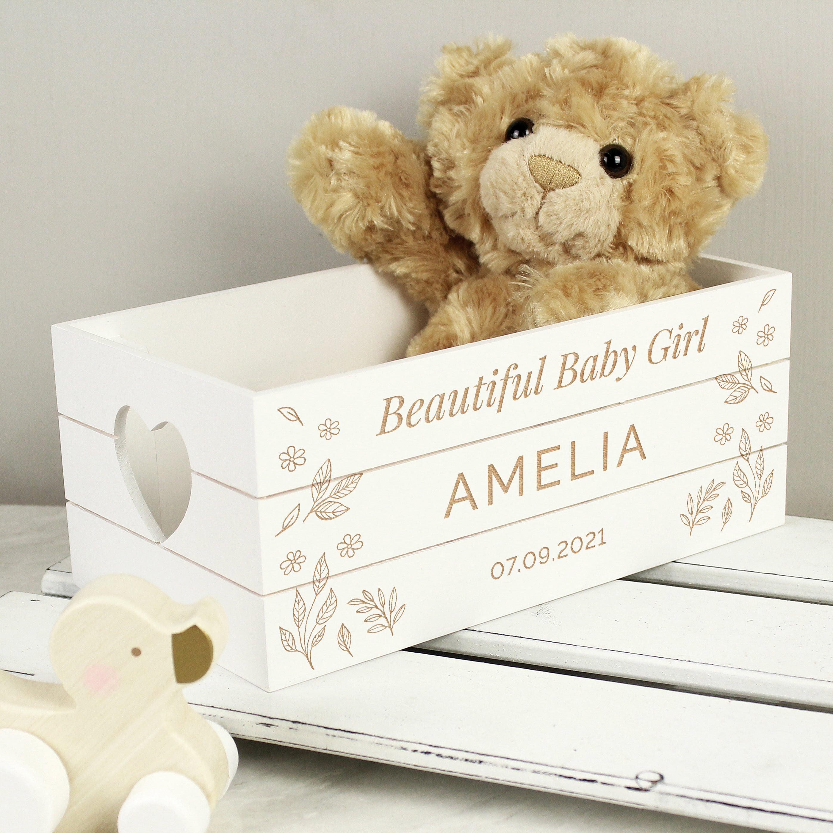 Personalised Free Text White Wooden Crate