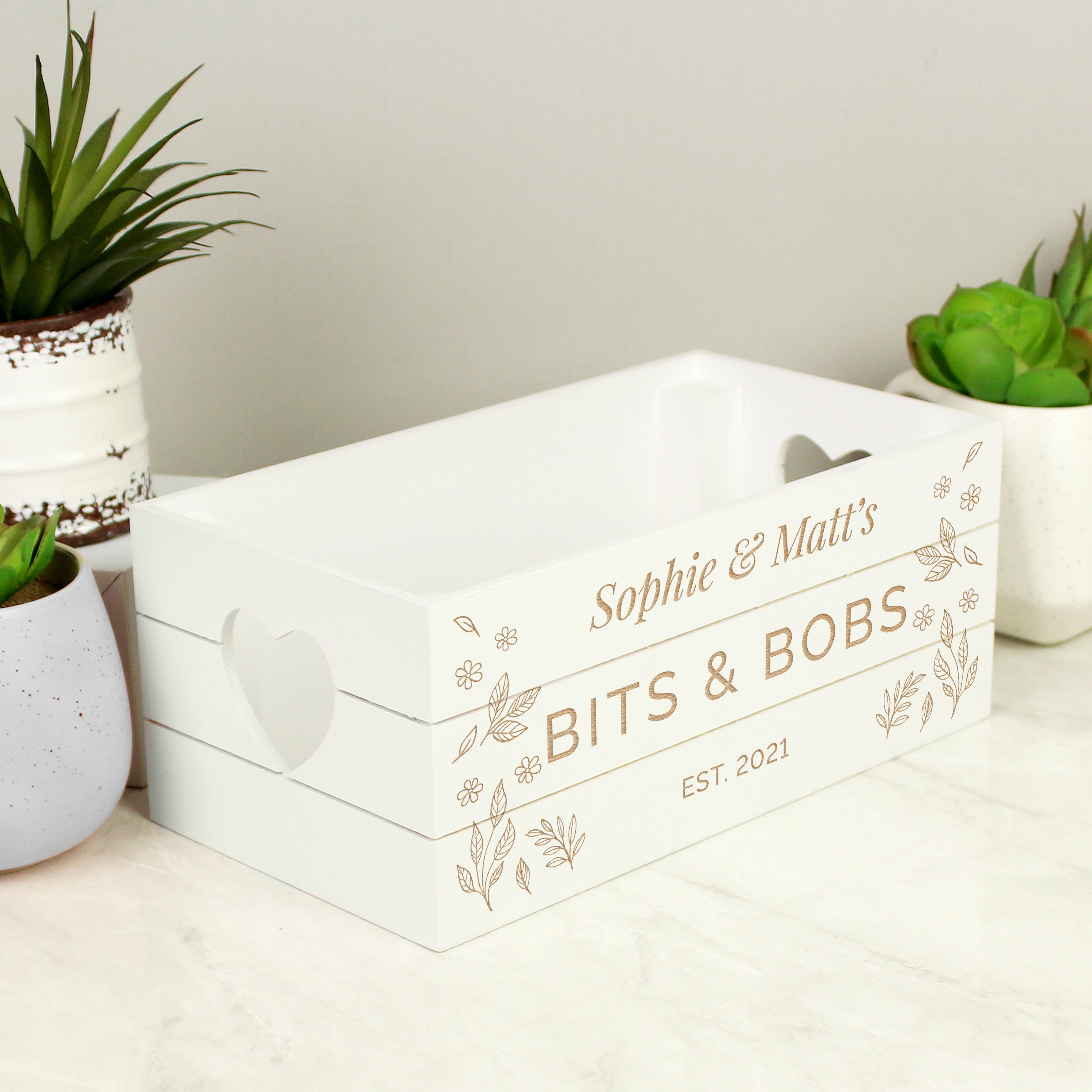 Personalised Free Text White Wooden Crate