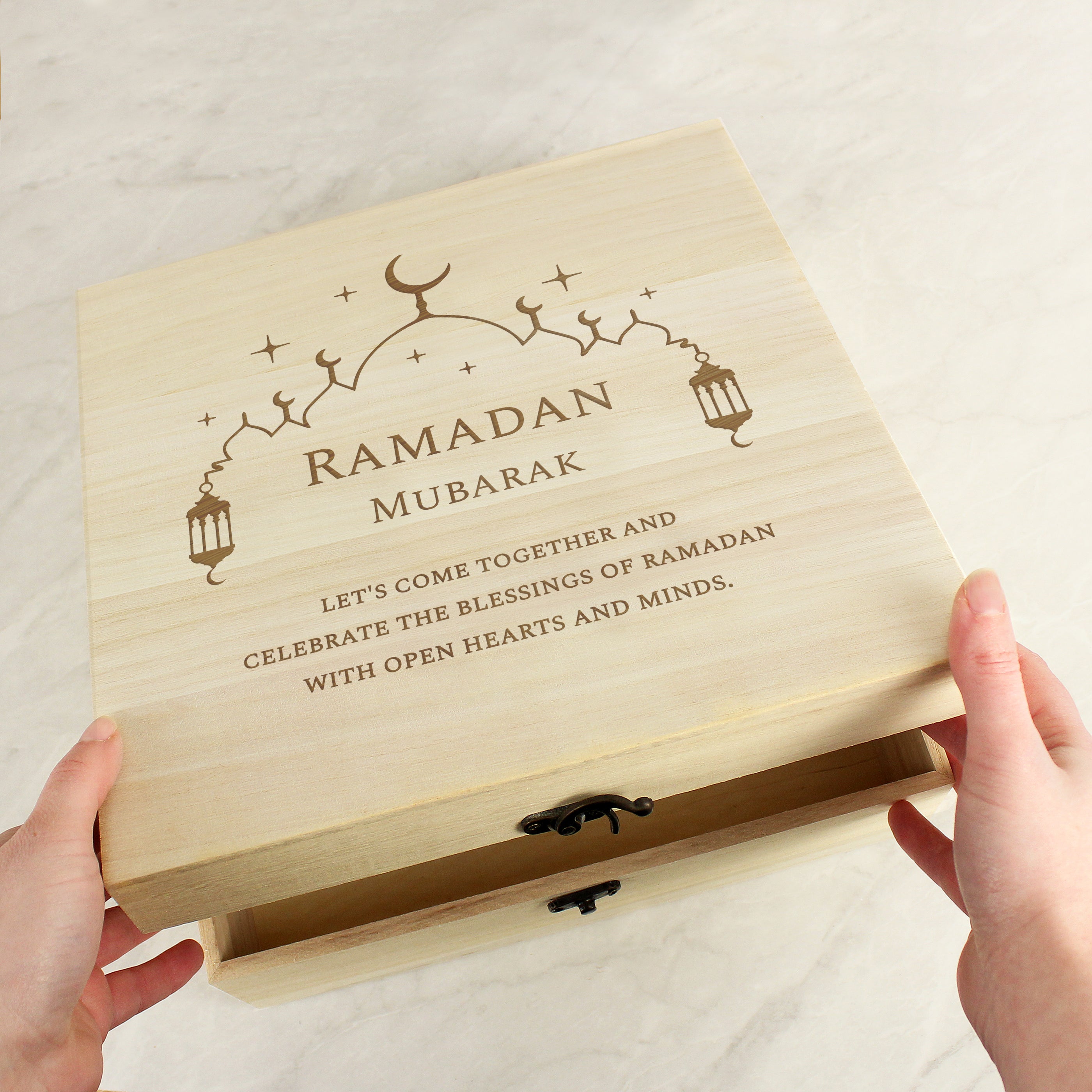 Personalised Eid and Ramadan Large Wooden Keepsake Box