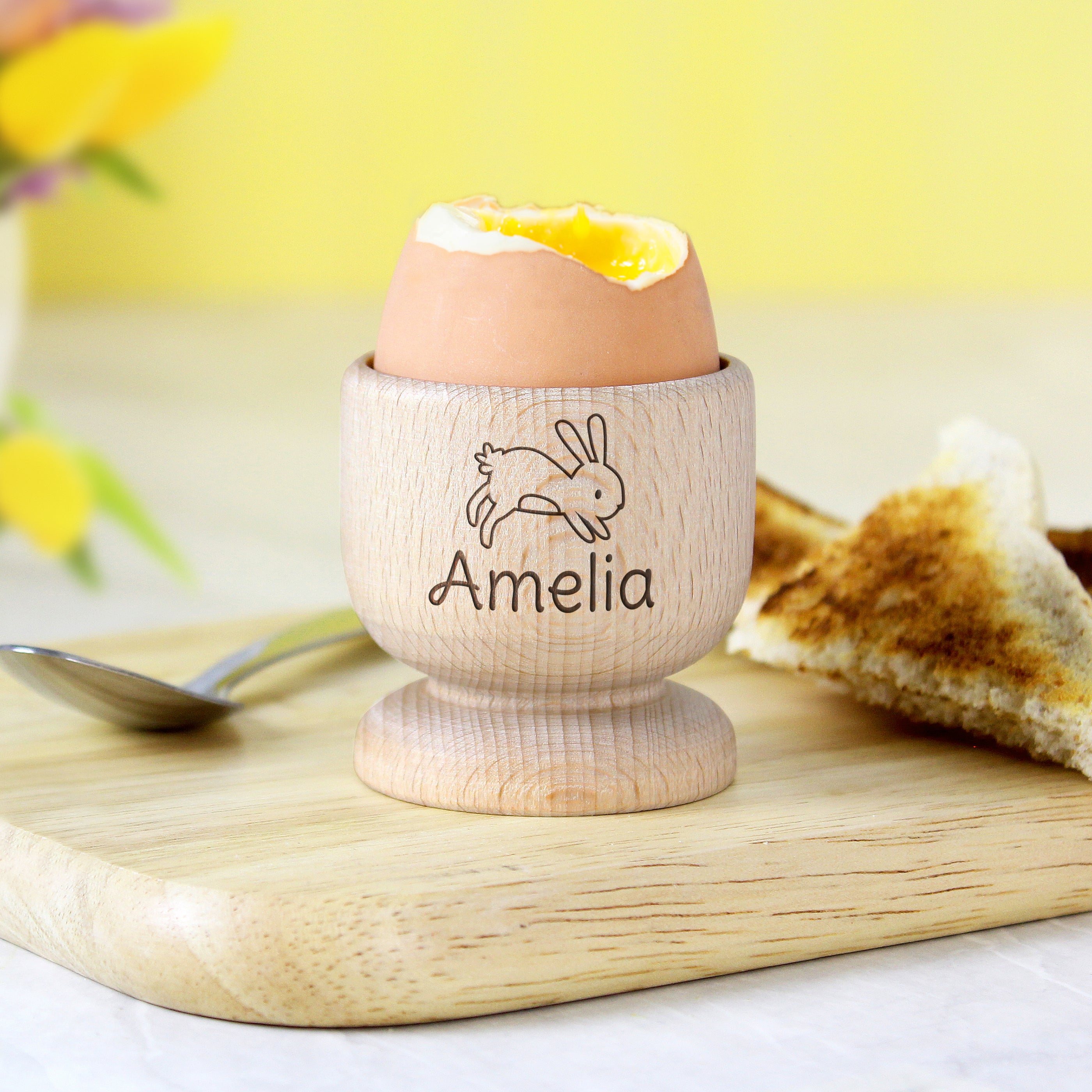 Personalised Bunny Wooden Egg Cup