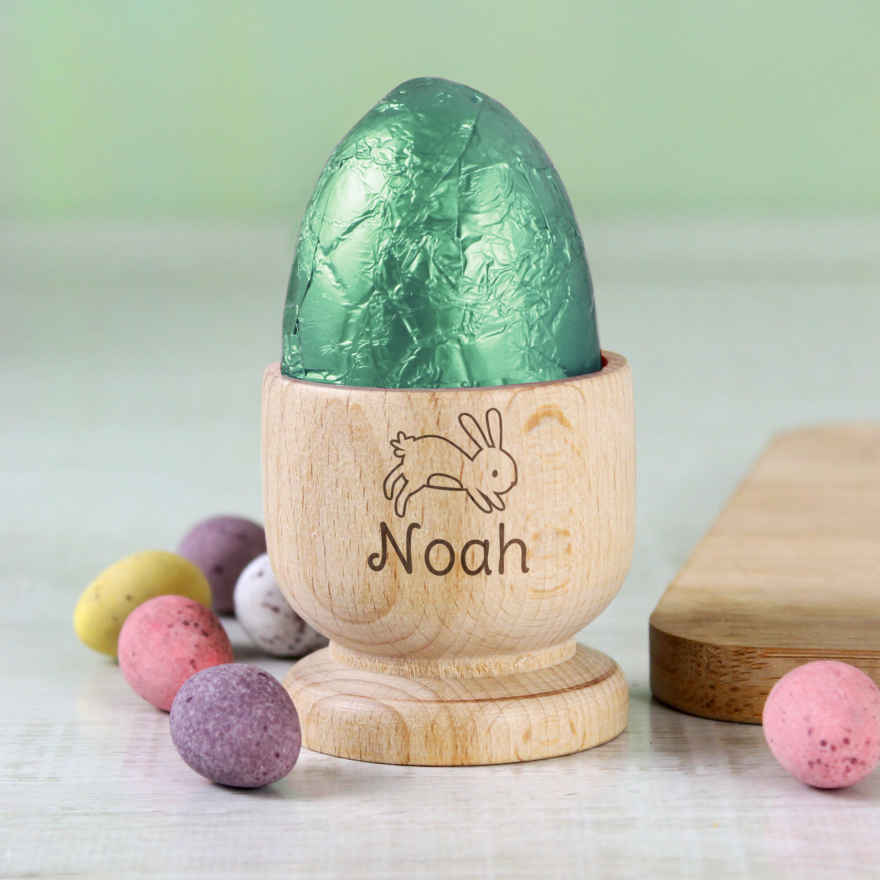 Personalised Bunny Wooden Egg Cup