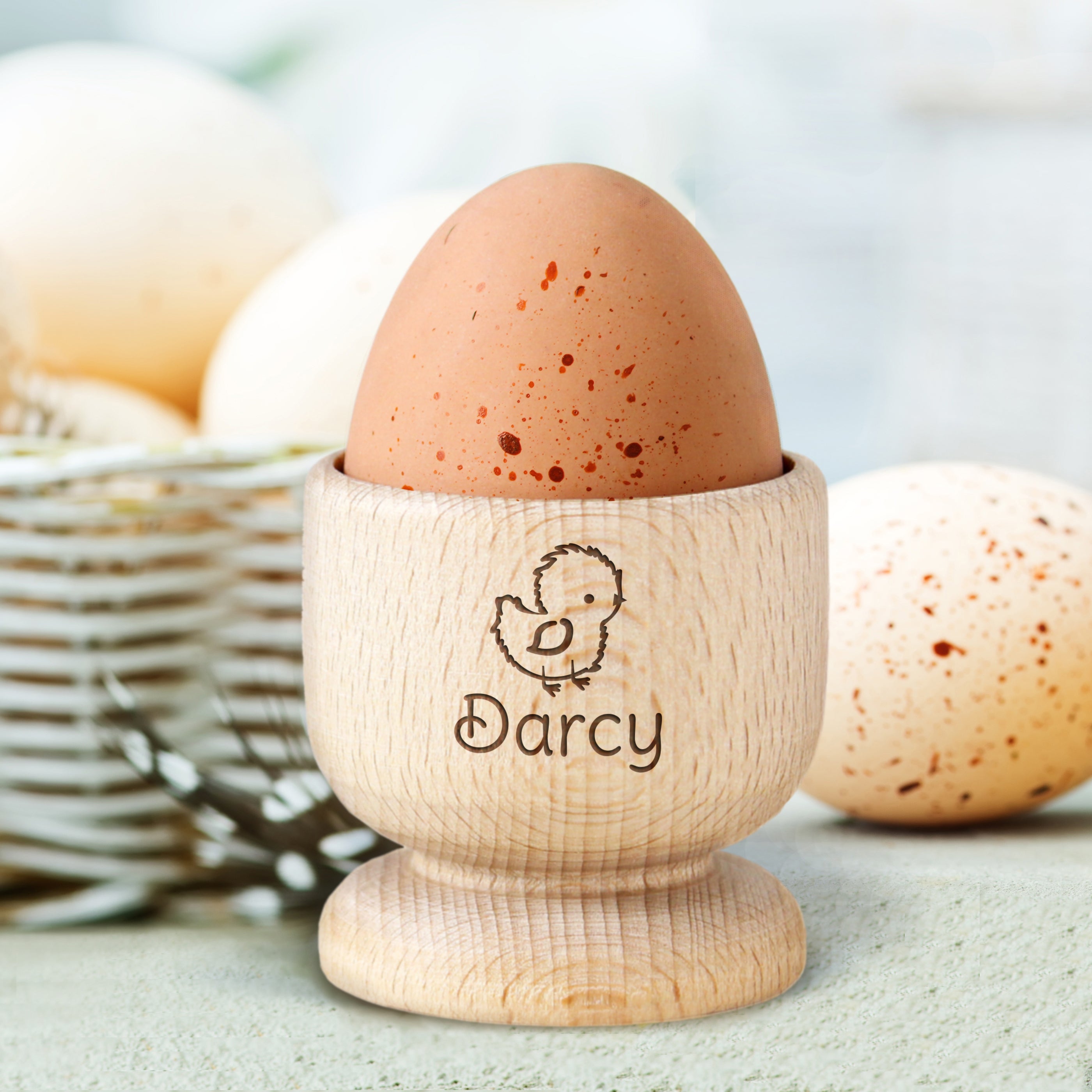 Personalised Chick Wooden Egg Cup