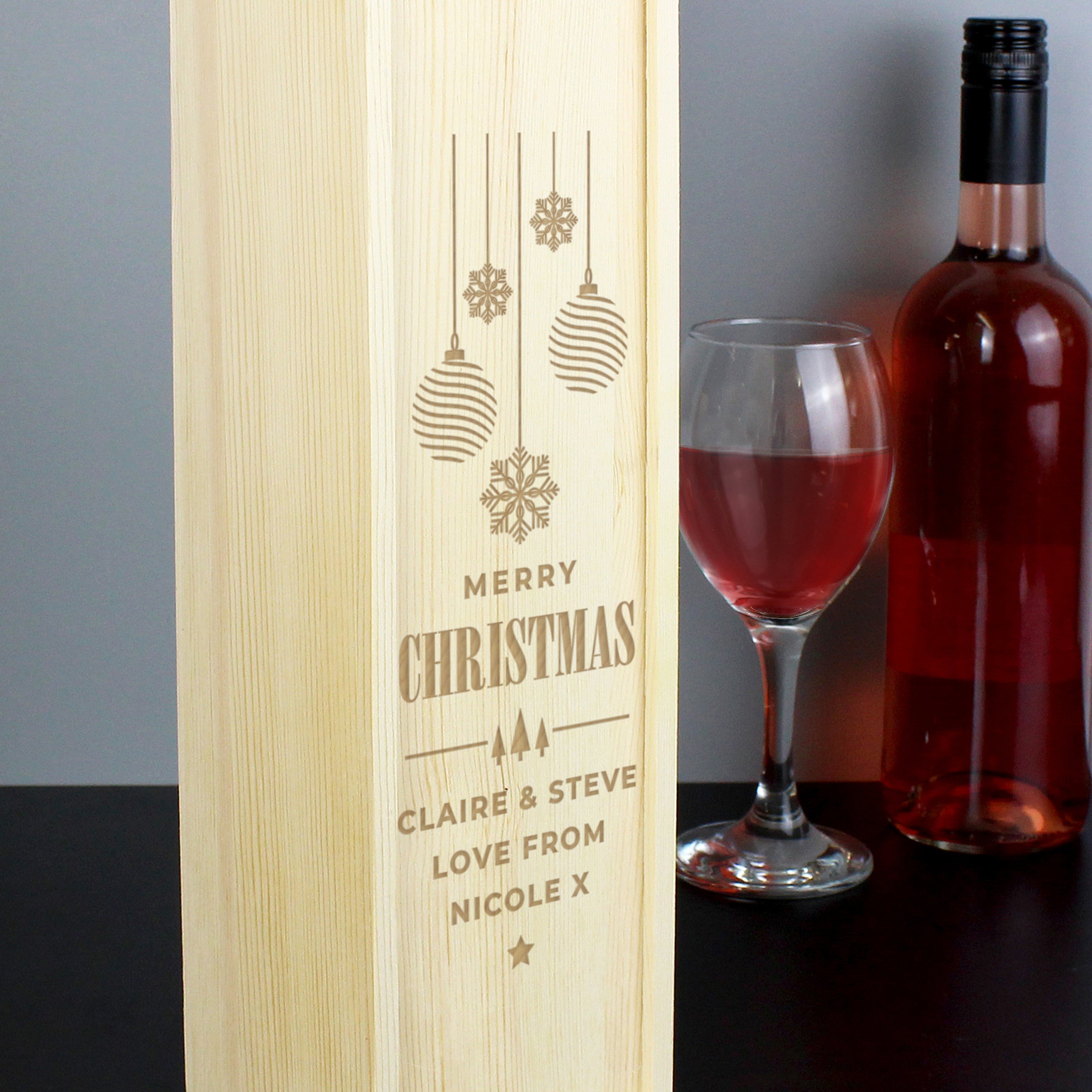 Personalised Christmas Wooden Wine Box