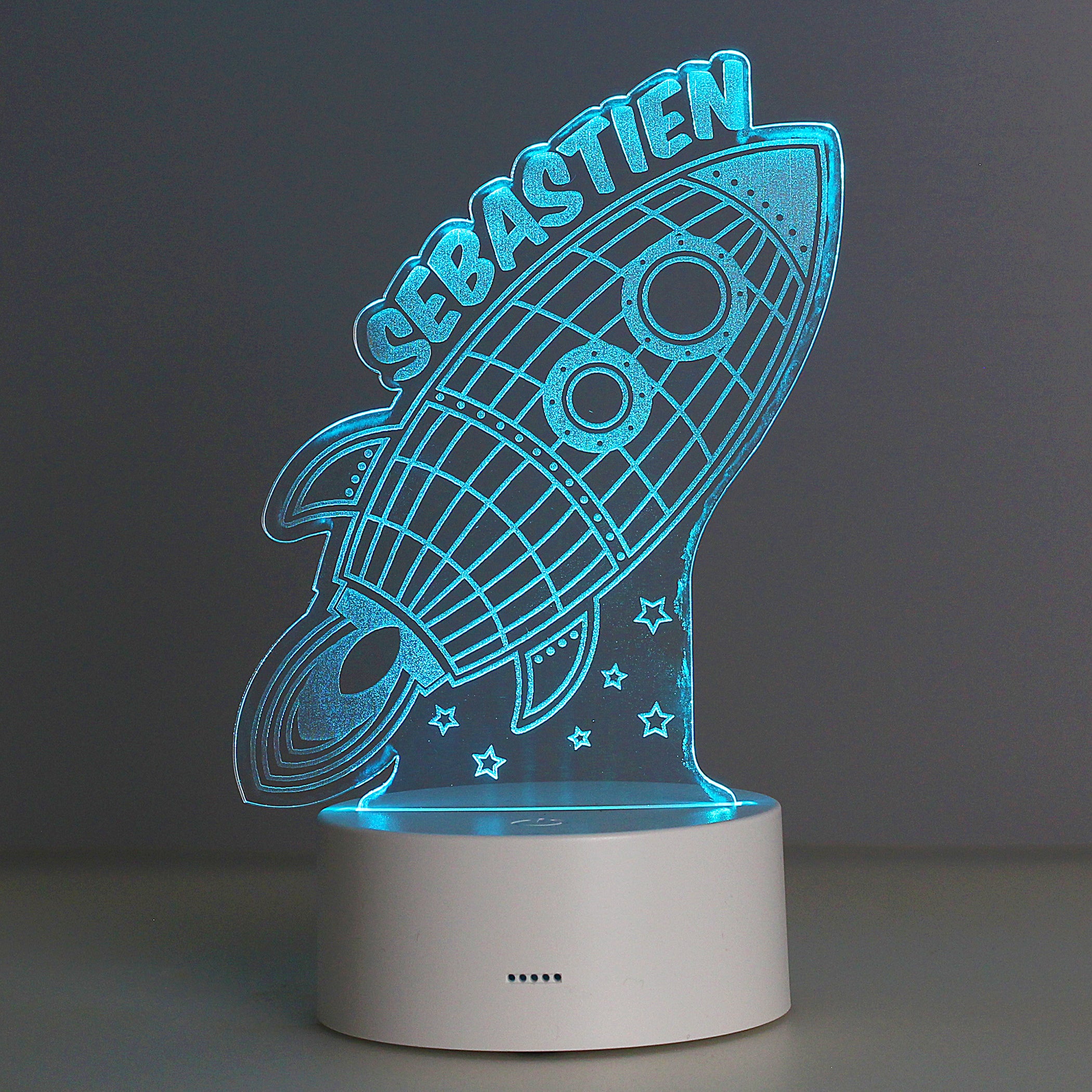 Personalised Space Rocket LED Colour Changing Wireframe Night Light