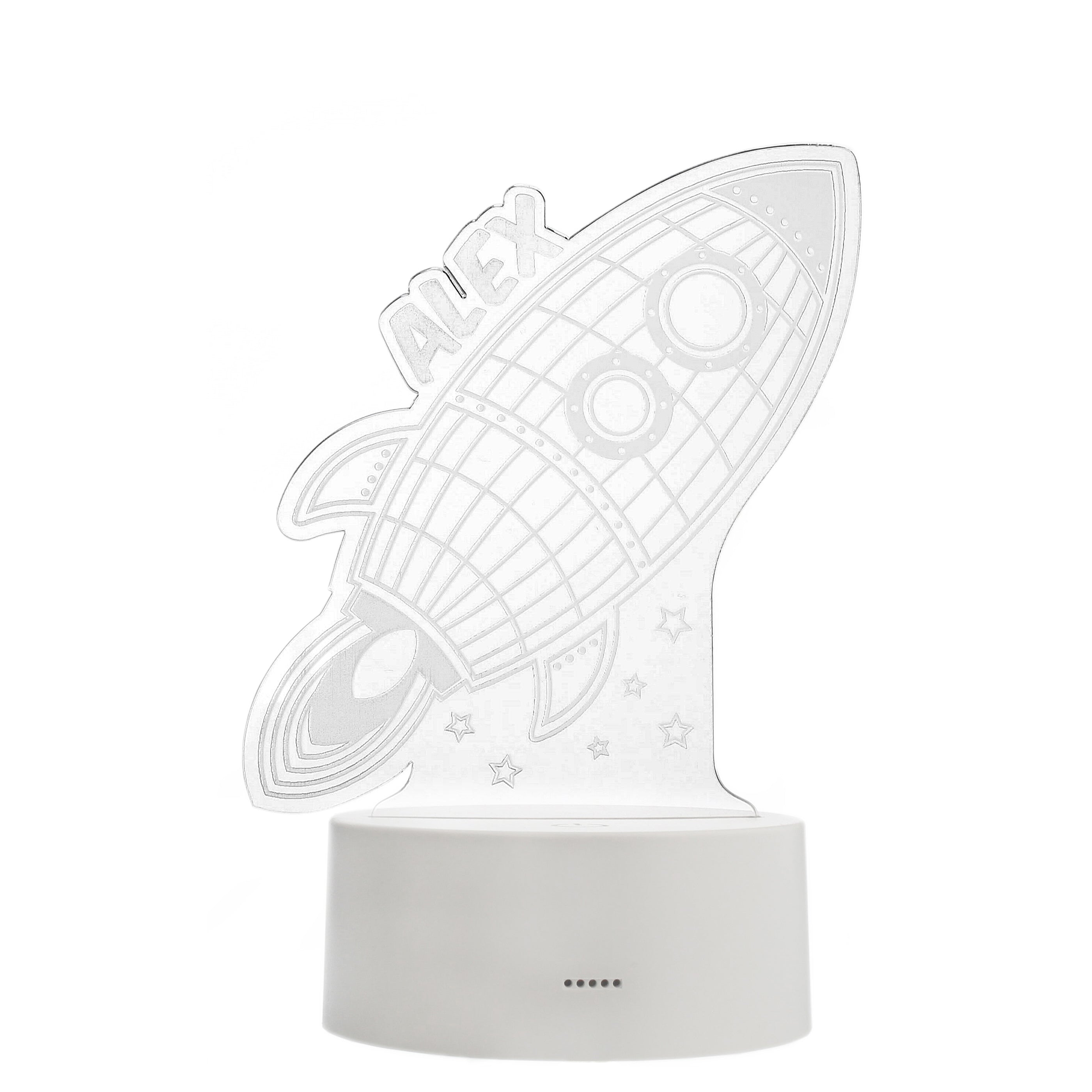 Personalised Space Rocket LED Colour Changing Wireframe Night Light