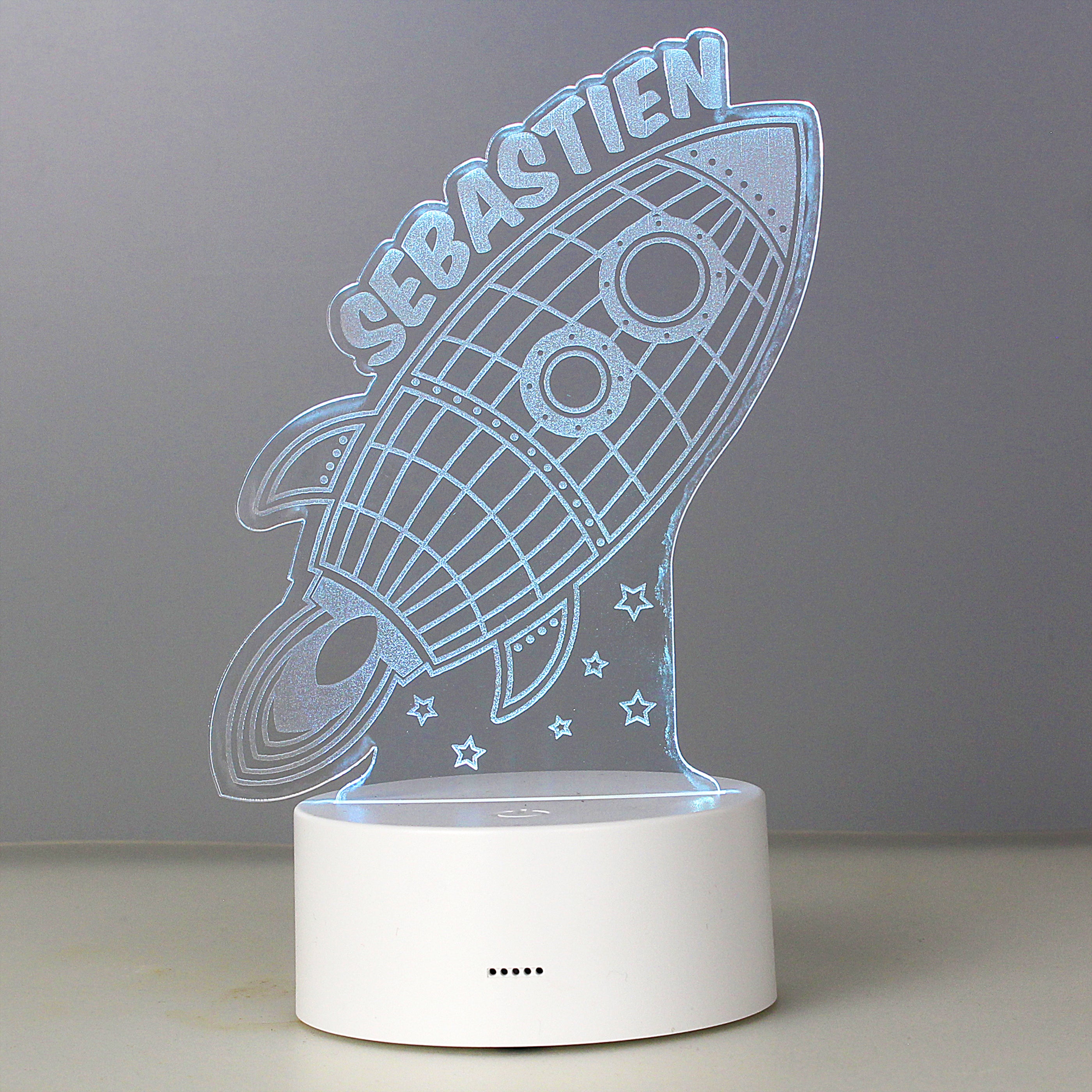 Personalised Space Rocket LED Colour Changing Wireframe Night Light