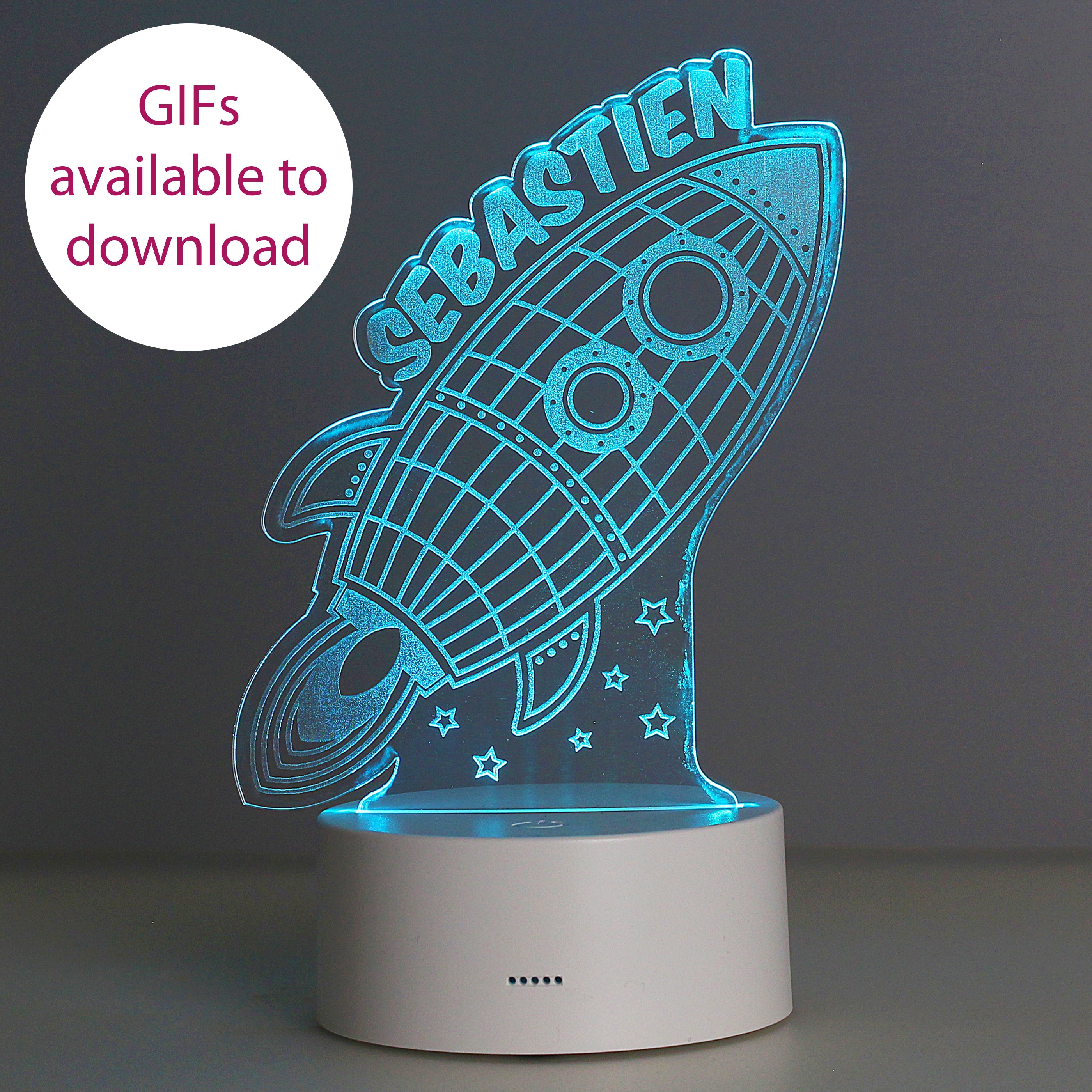 Personalised Space Rocket LED Colour Changing Wireframe Night Light