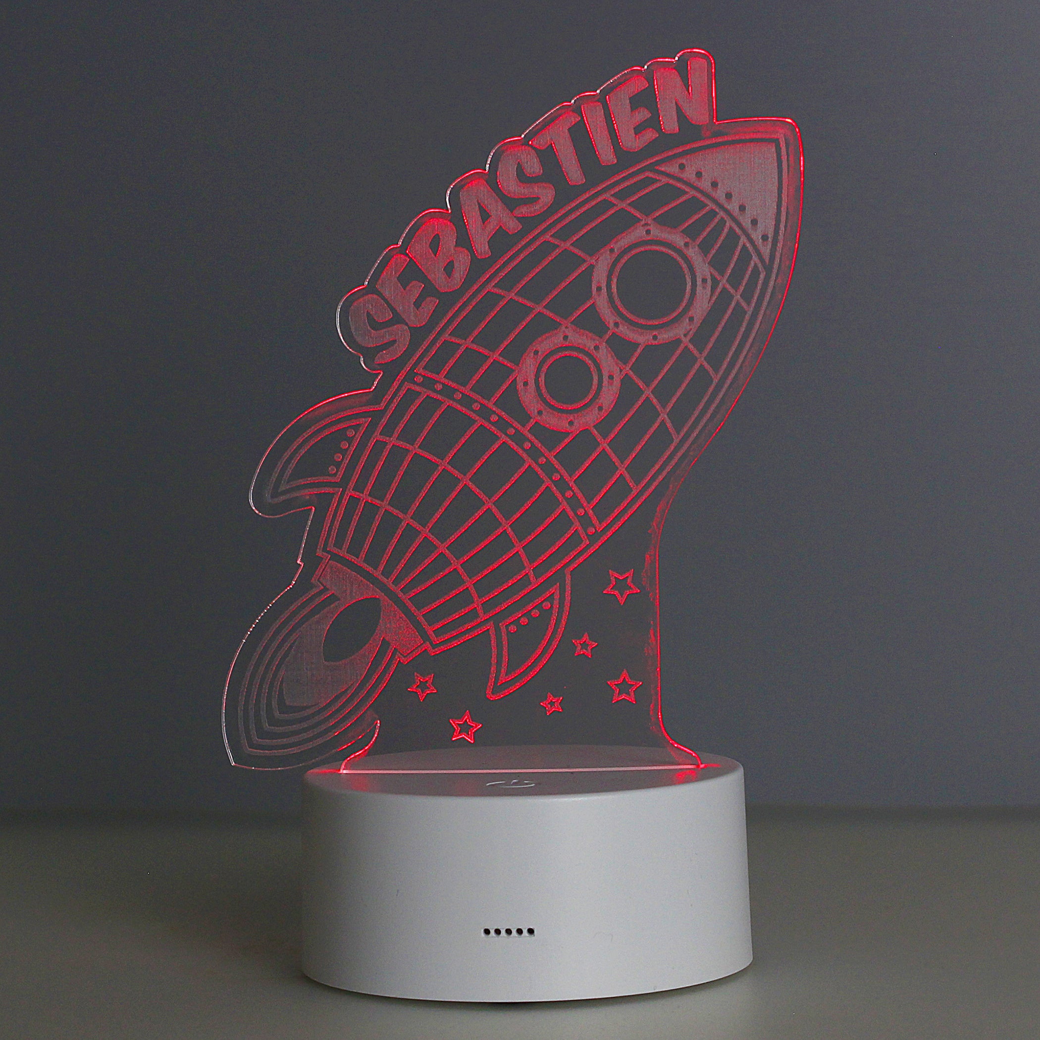 Personalised Space Rocket LED Colour Changing Wireframe Night Light