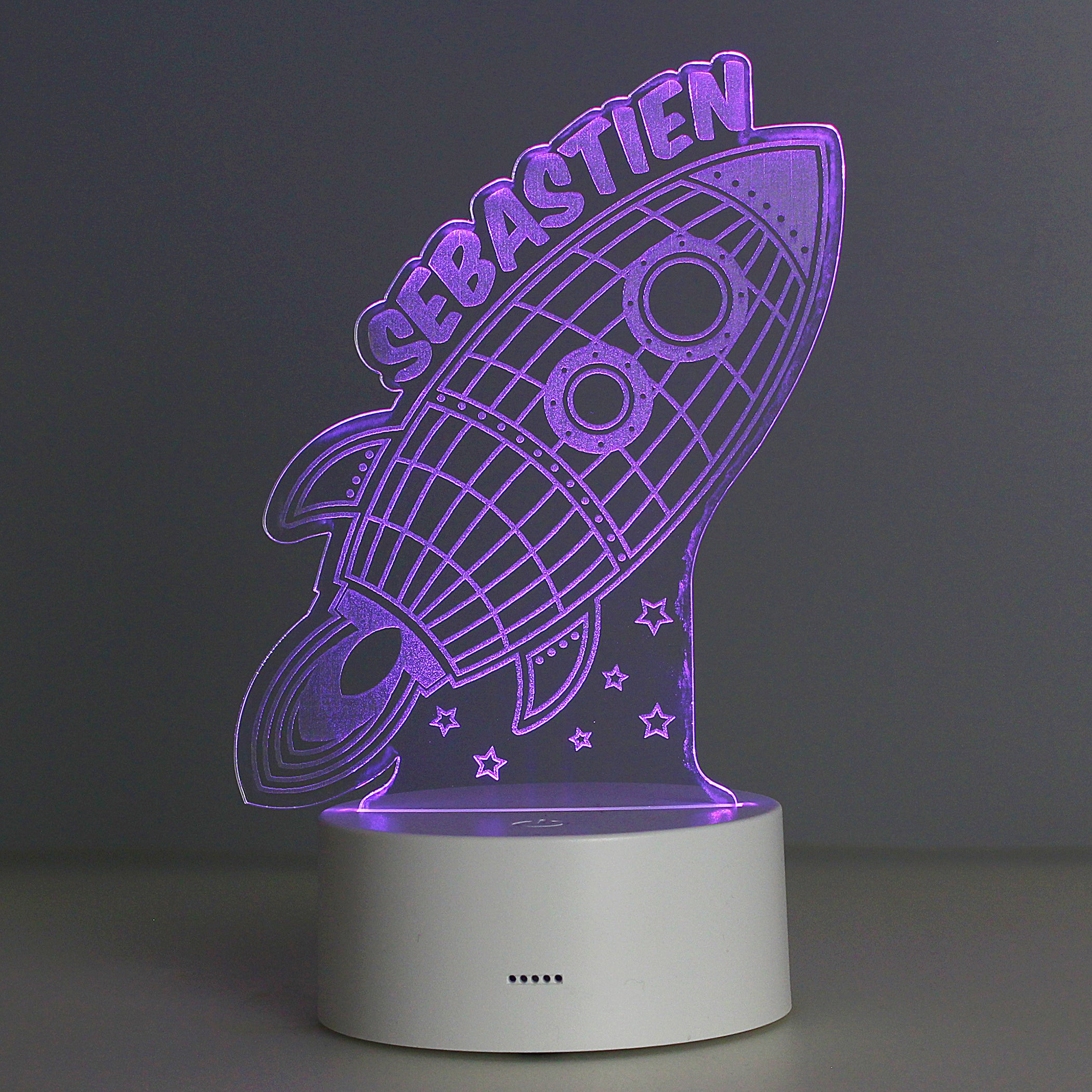 Personalised Space Rocket LED Colour Changing Wireframe Night Light