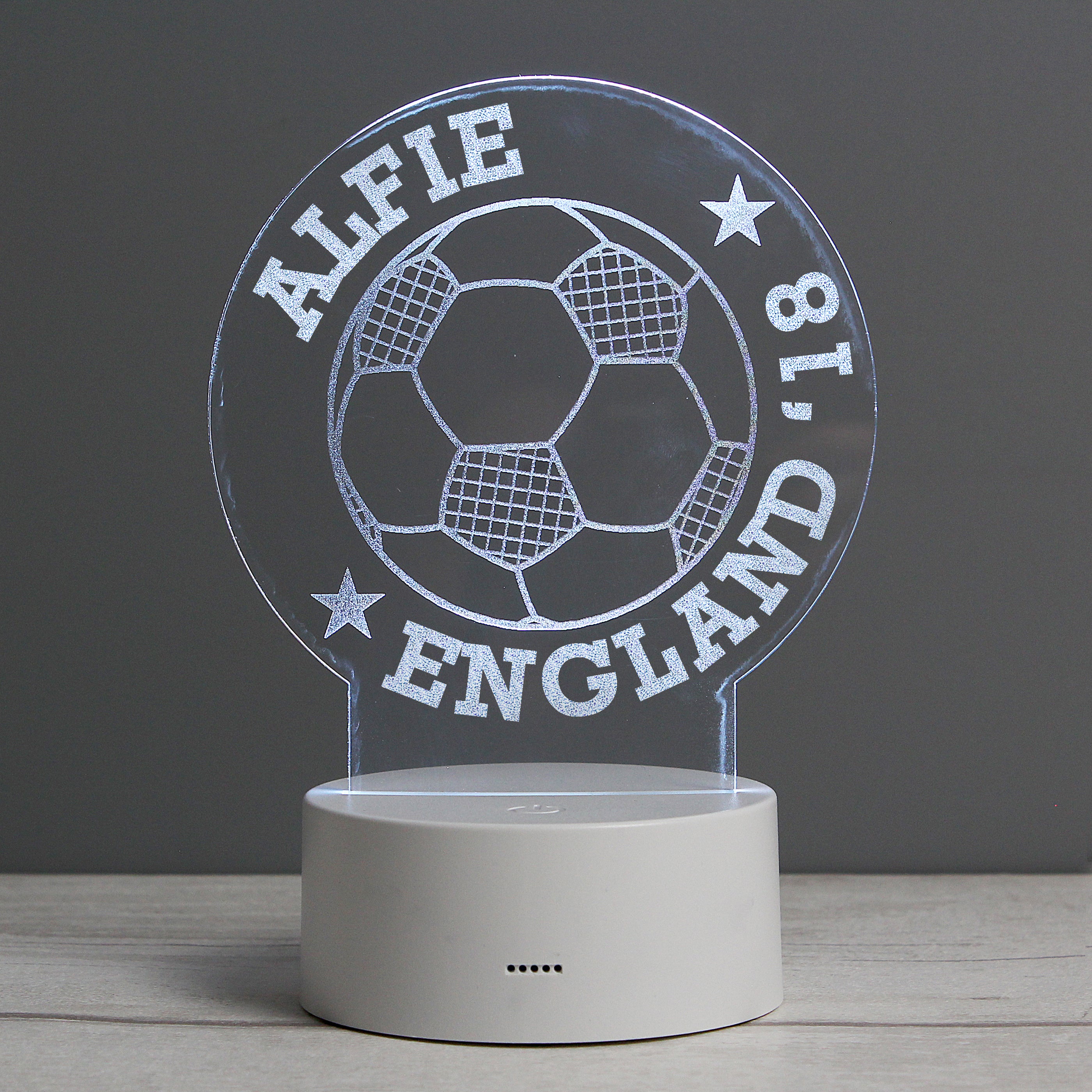 Personalised Football LED Colour Changing Desk Night Light