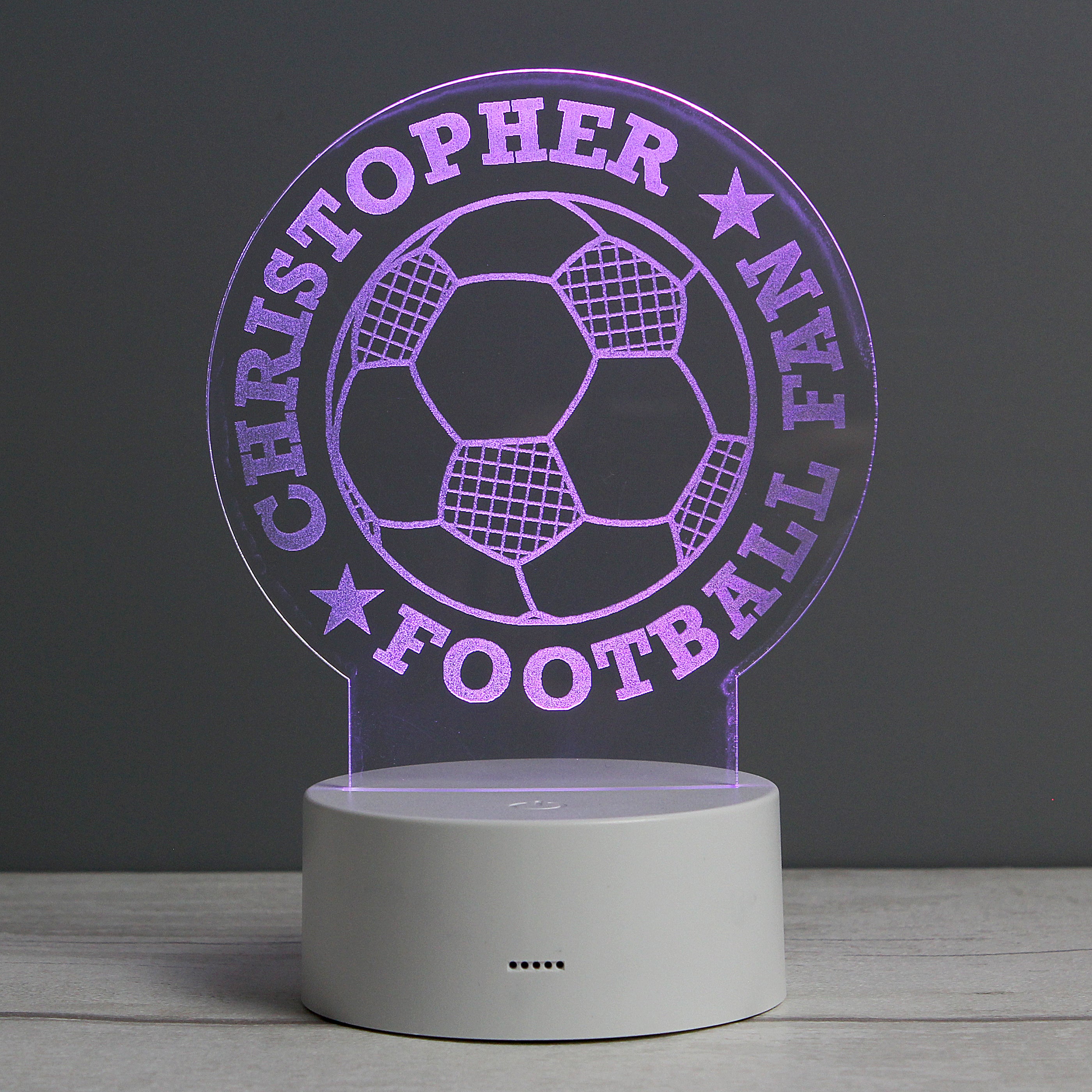 Personalised Football LED Colour Changing Desk Night Light