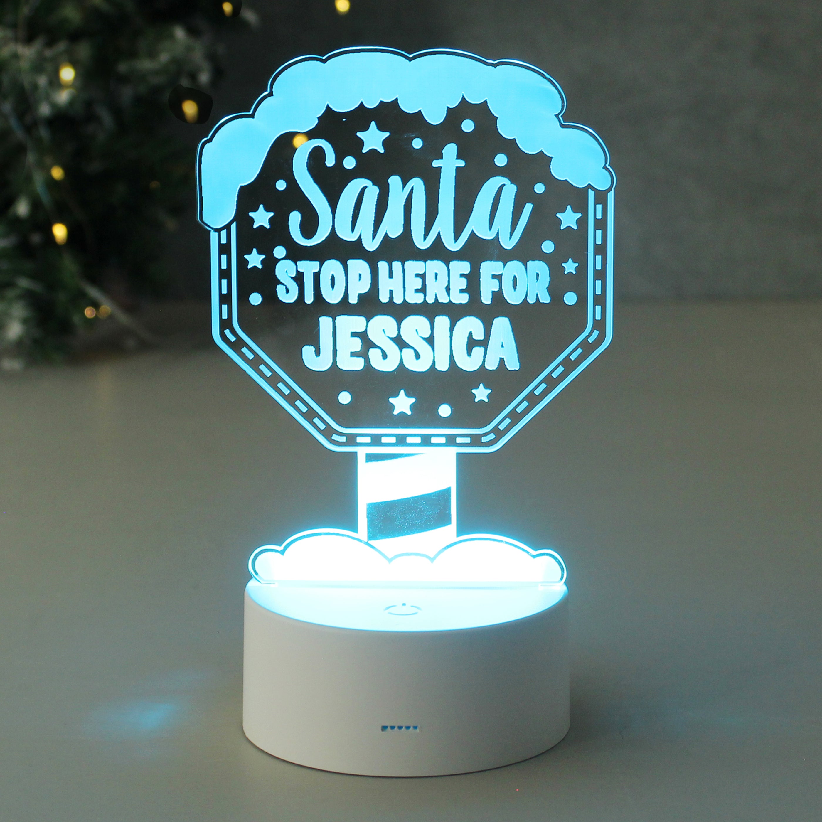 Personalised Santa Stop Here LED Colour Changing Night Light