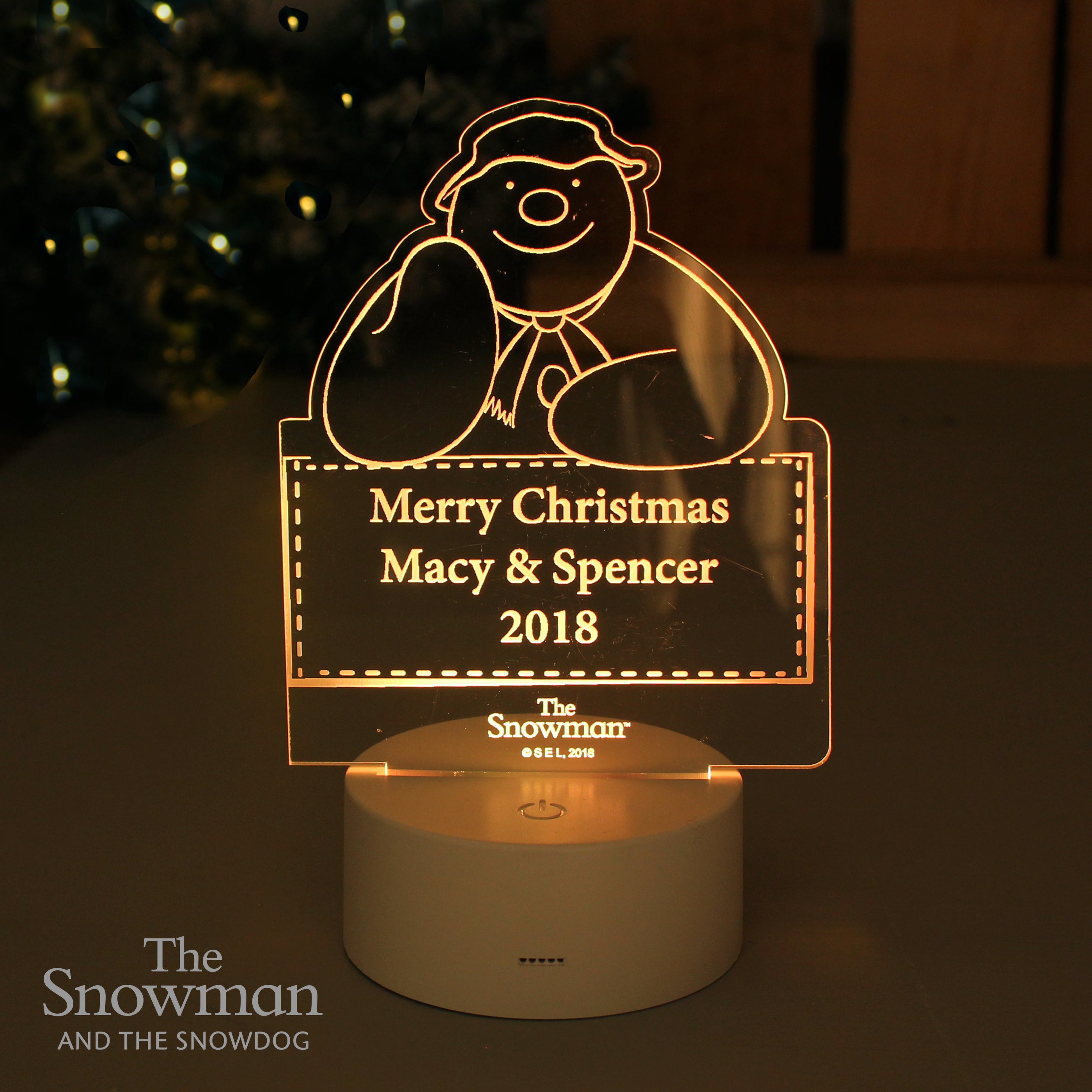 Personalised The Snowman LED Colour Changing Decoration & Night Light