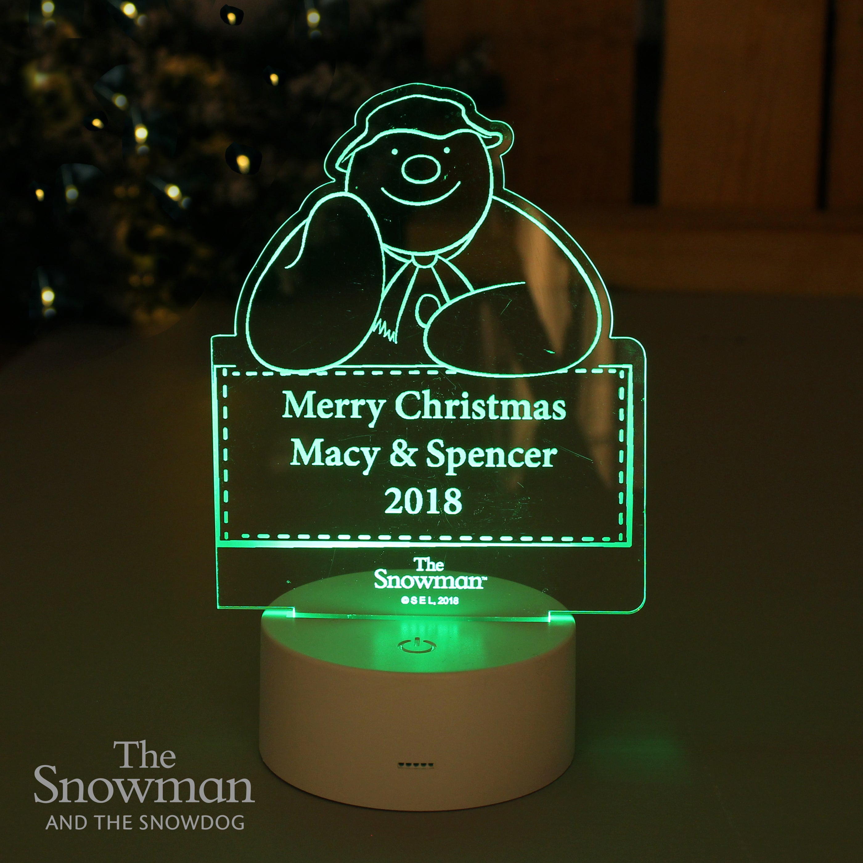 Personalised The Snowman LED Colour Changing Decoration & Night Light