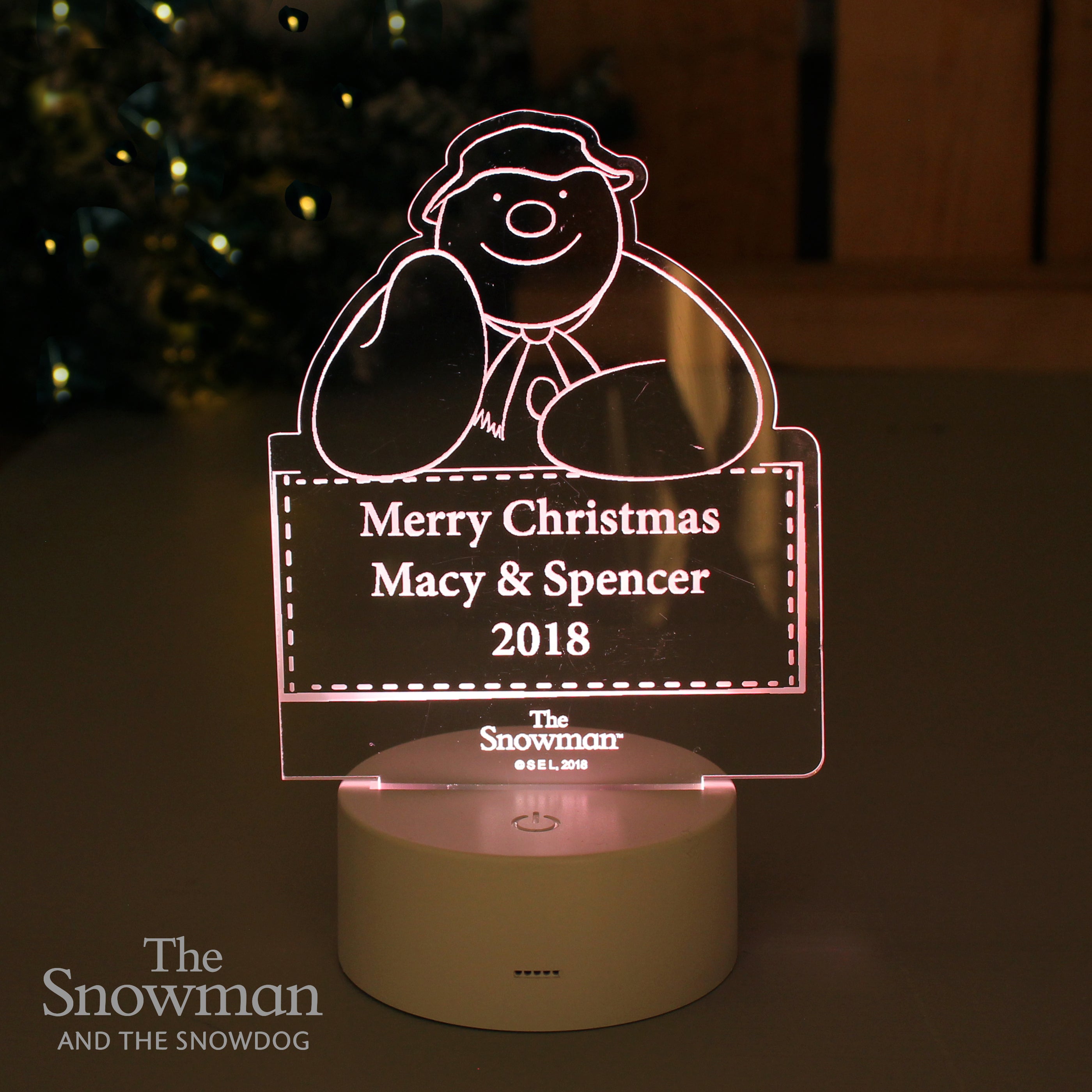 Personalised The Snowman LED Colour Changing Decoration & Night Light