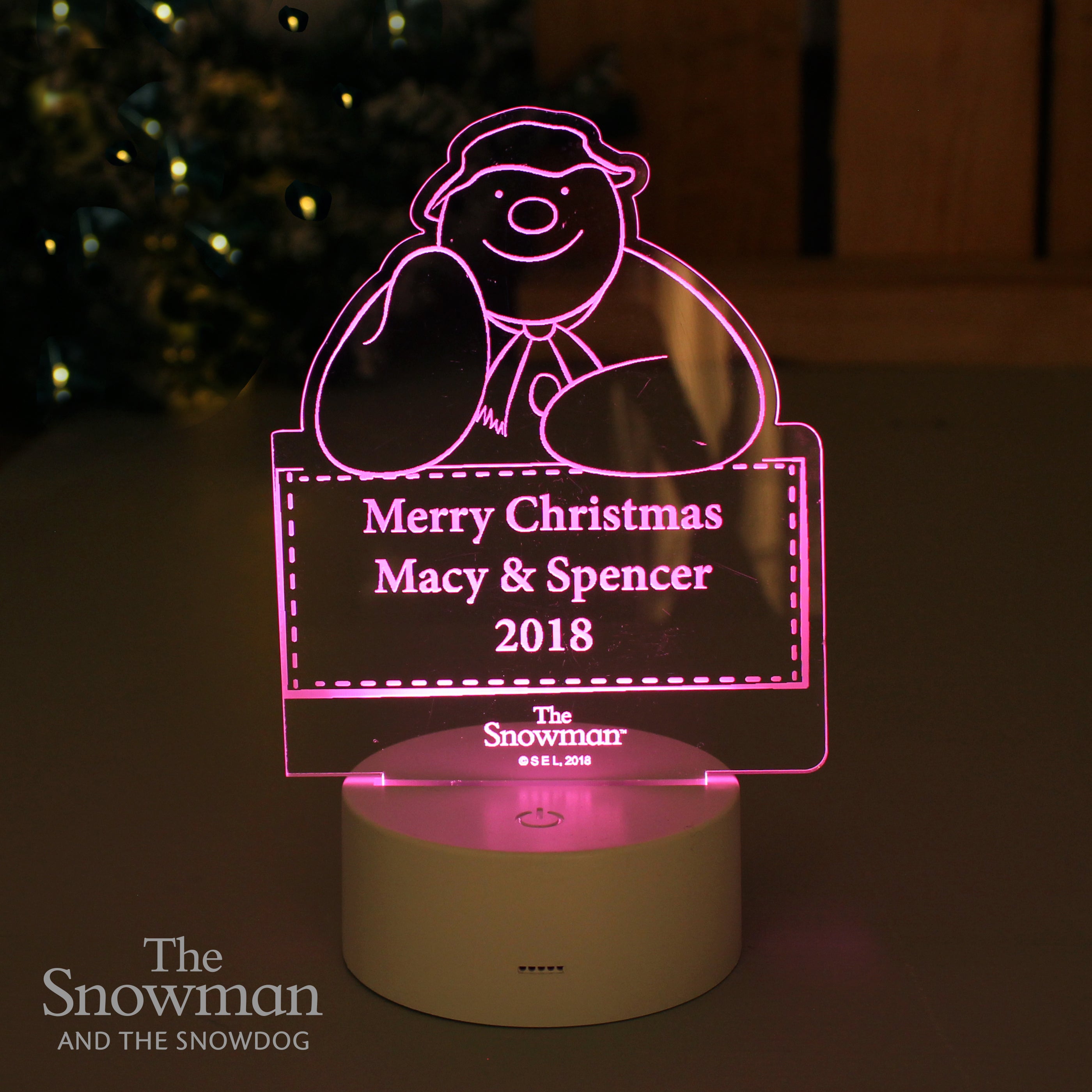 Personalised The Snowman LED Colour Changing Decoration & Night Light