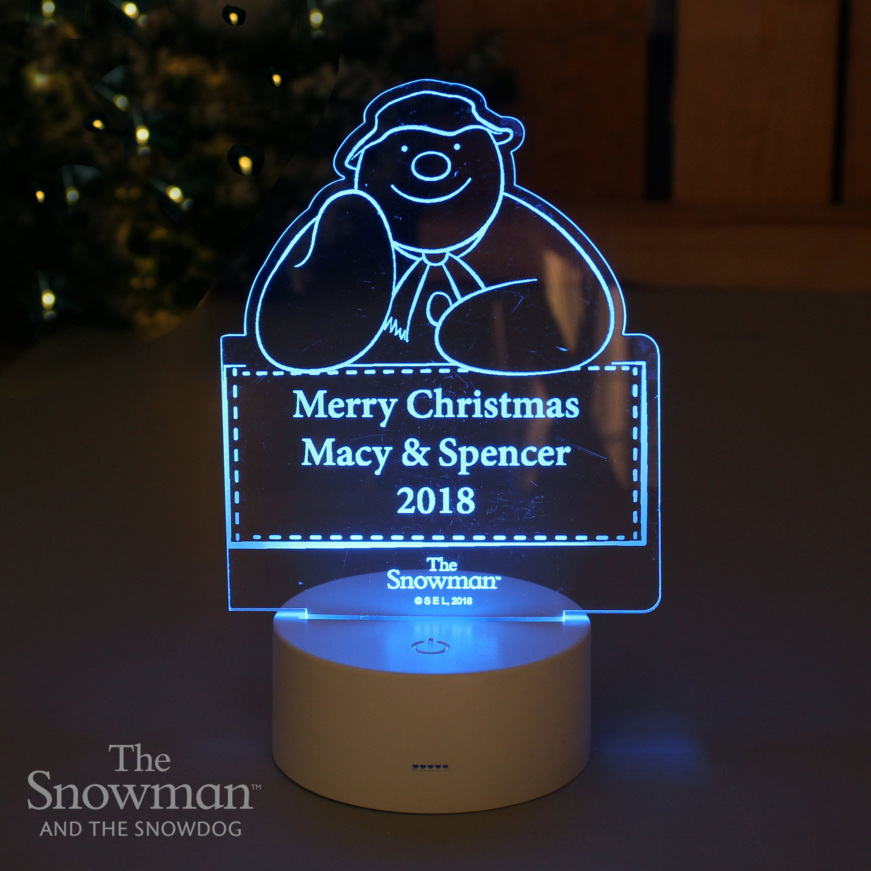 Personalised The Snowman LED Colour Changing Decoration & Night Light