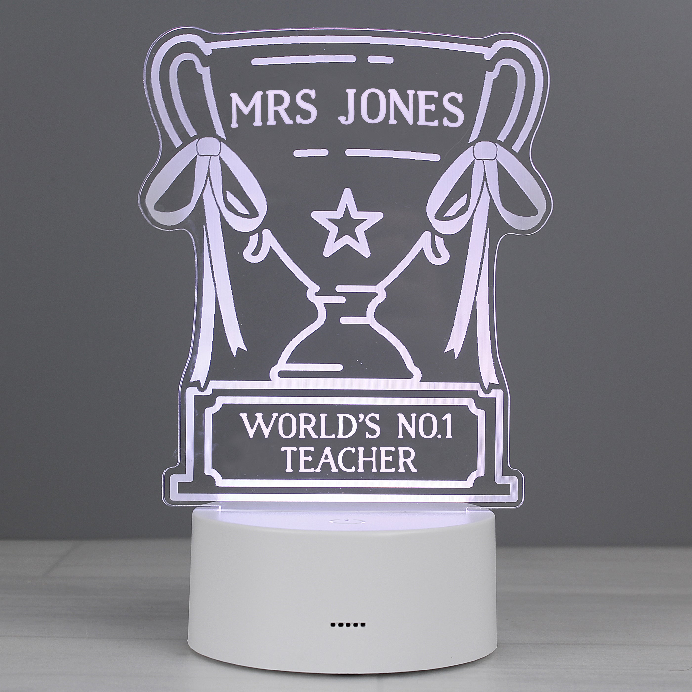 Personalised Trophy LED Colour Changing Night Light