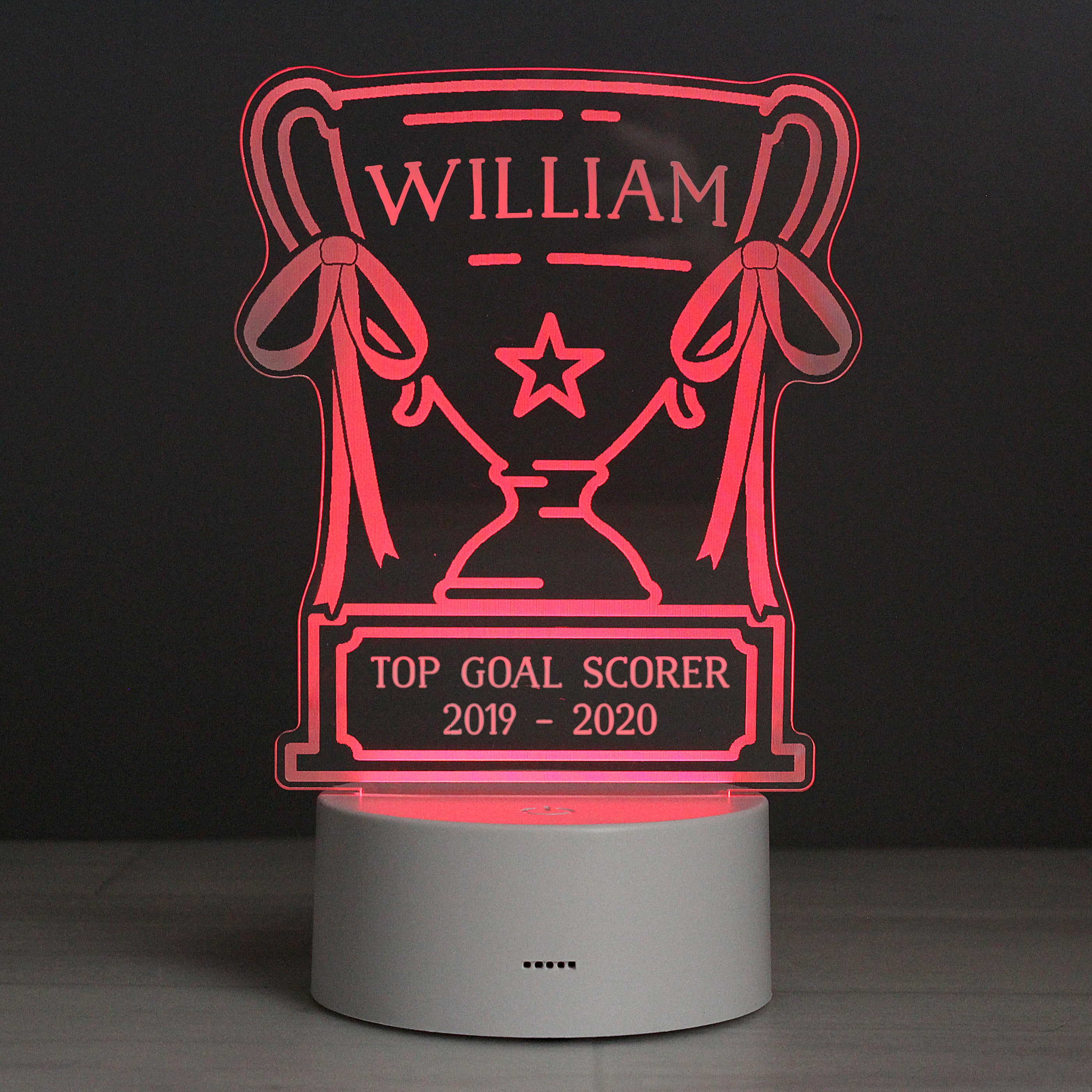 Personalised Trophy LED Colour Changing Night Light