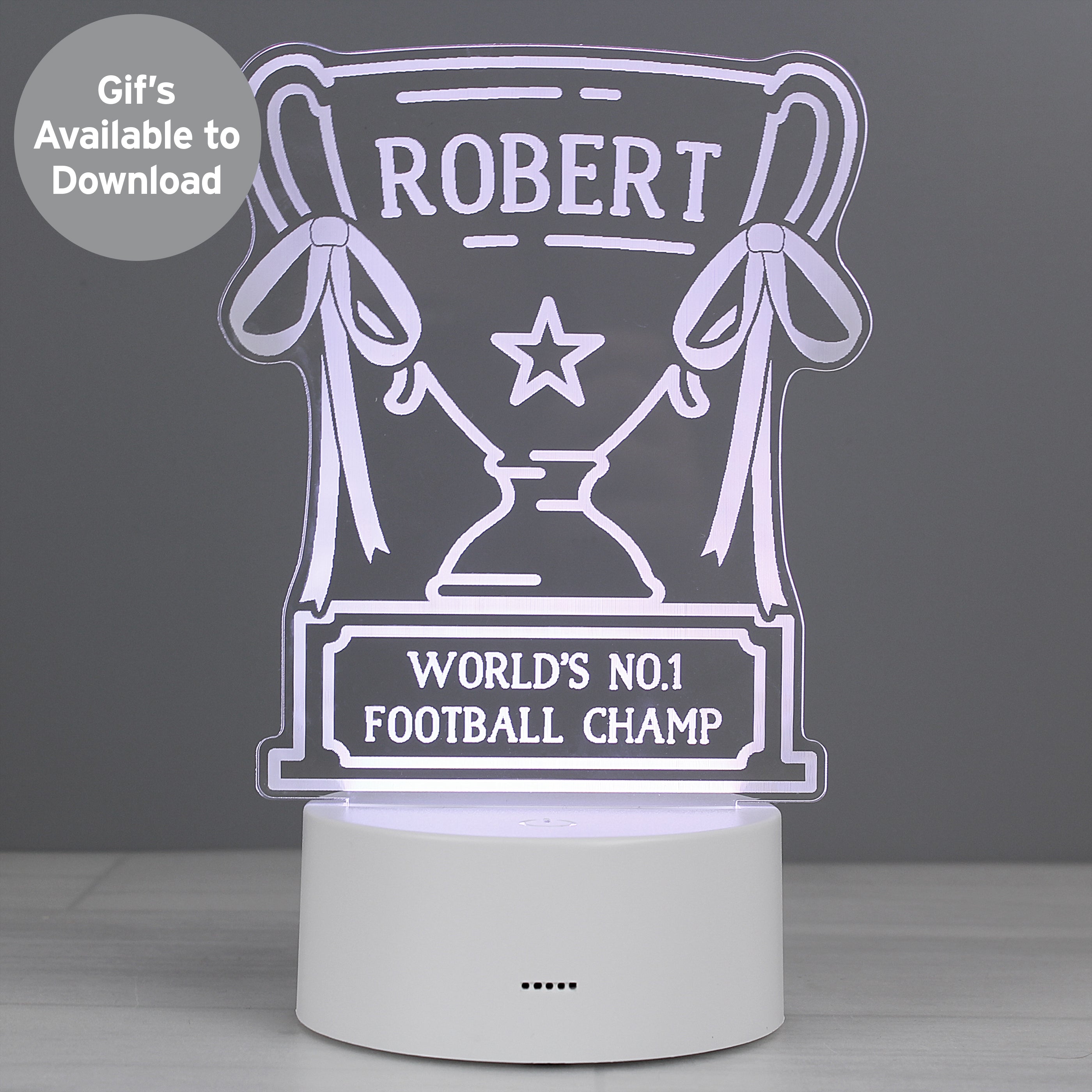 Personalised Trophy LED Colour Changing Night Light