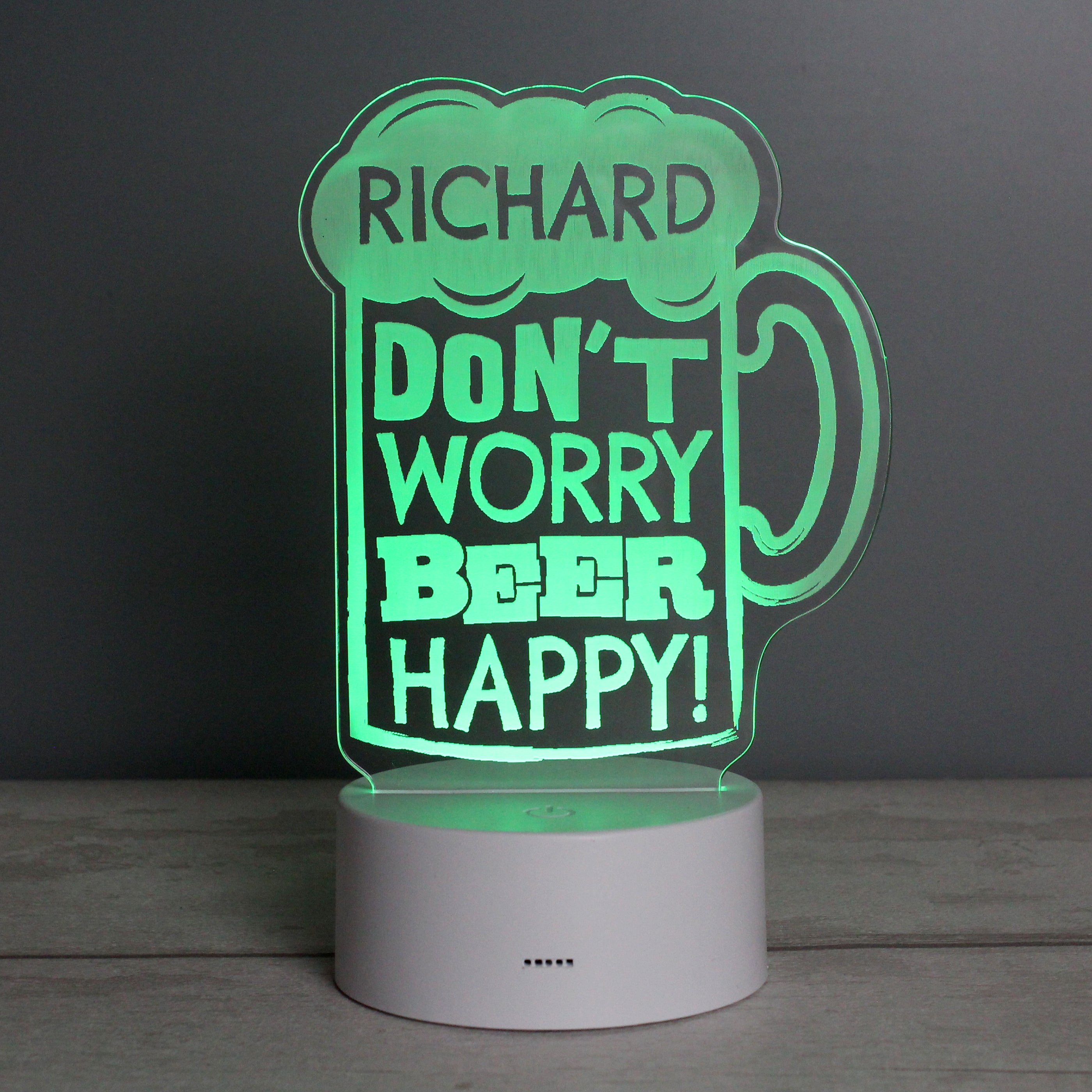 Personalised ""Beer Happy""  LED Colour Changing Light