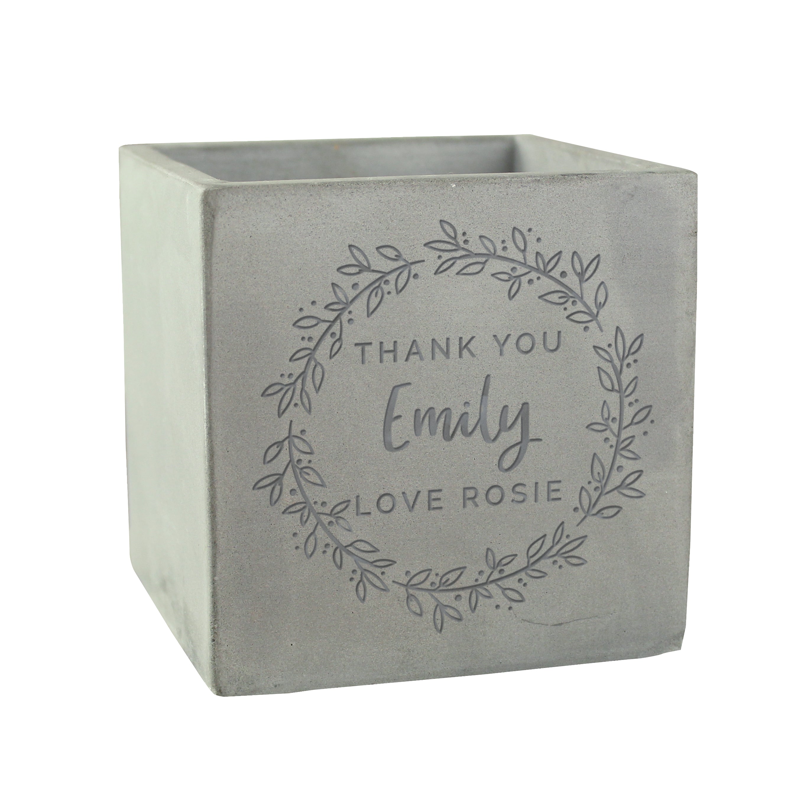 Personalised Floral Wreath Concrete Plant Pot