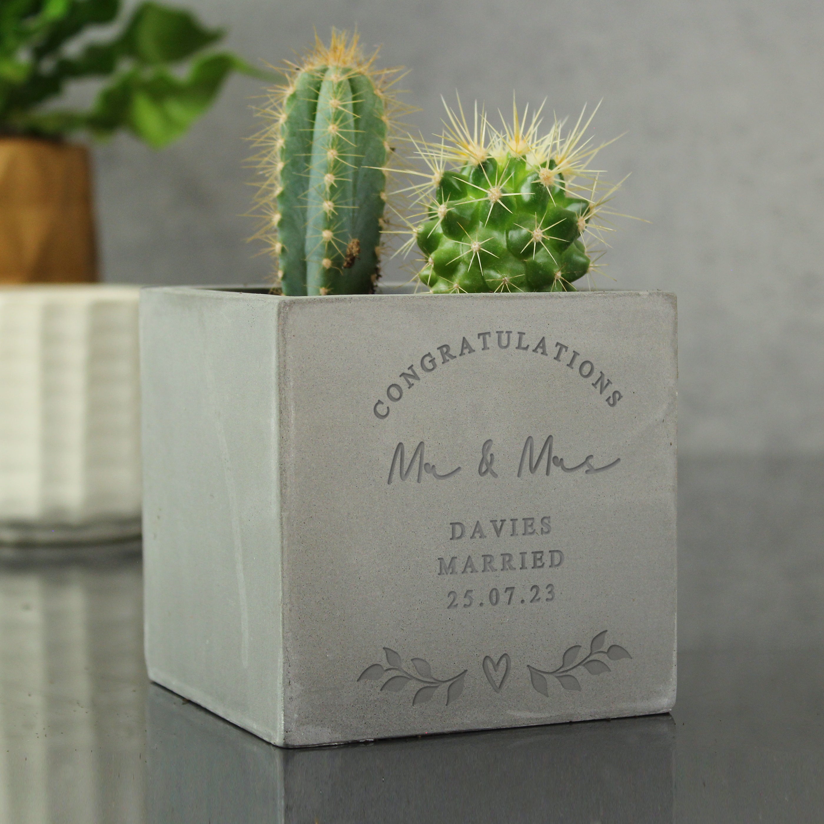 Personalised Free Text Concrete Plant Pot