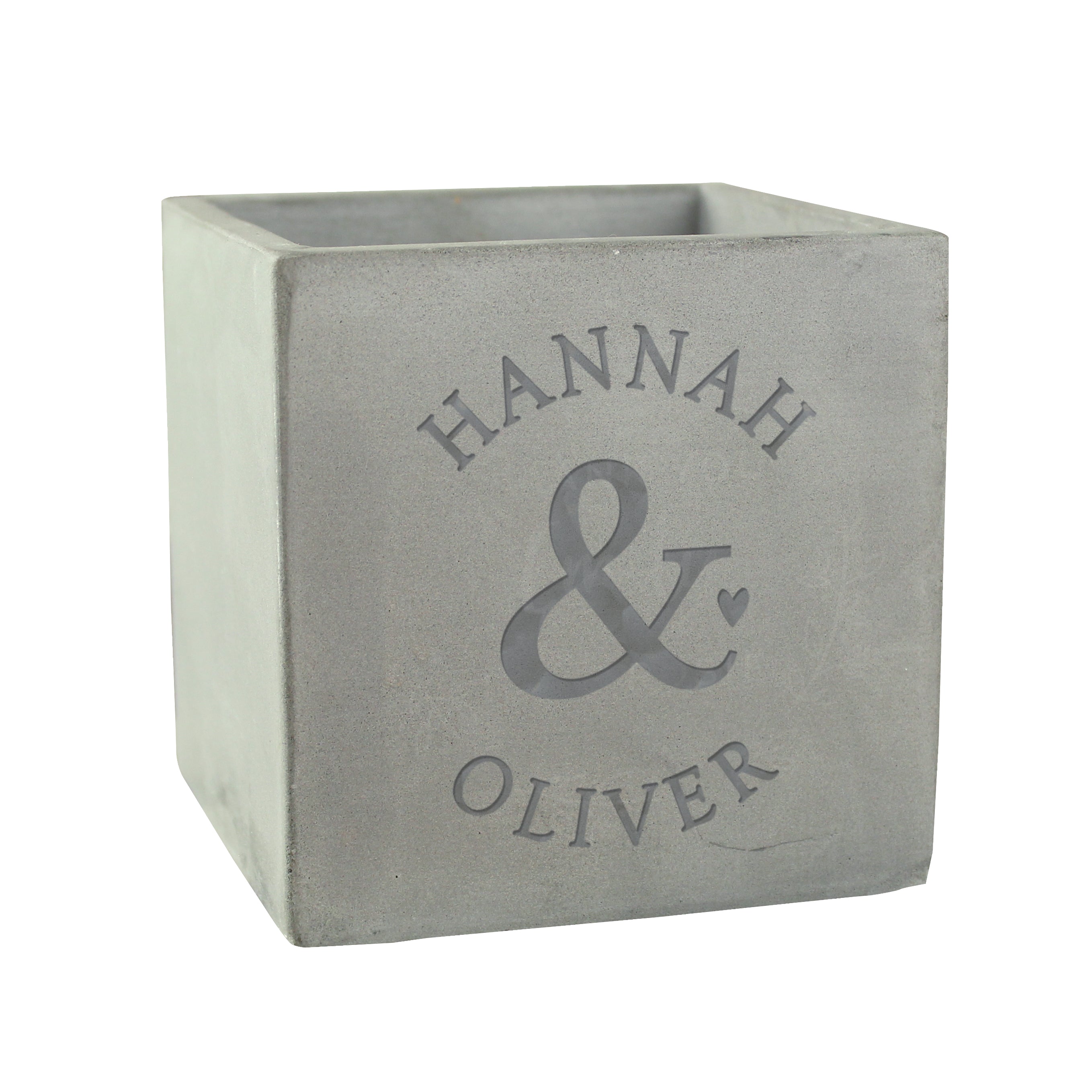 Personalised Ampersand Couples Concrete Plant Pot