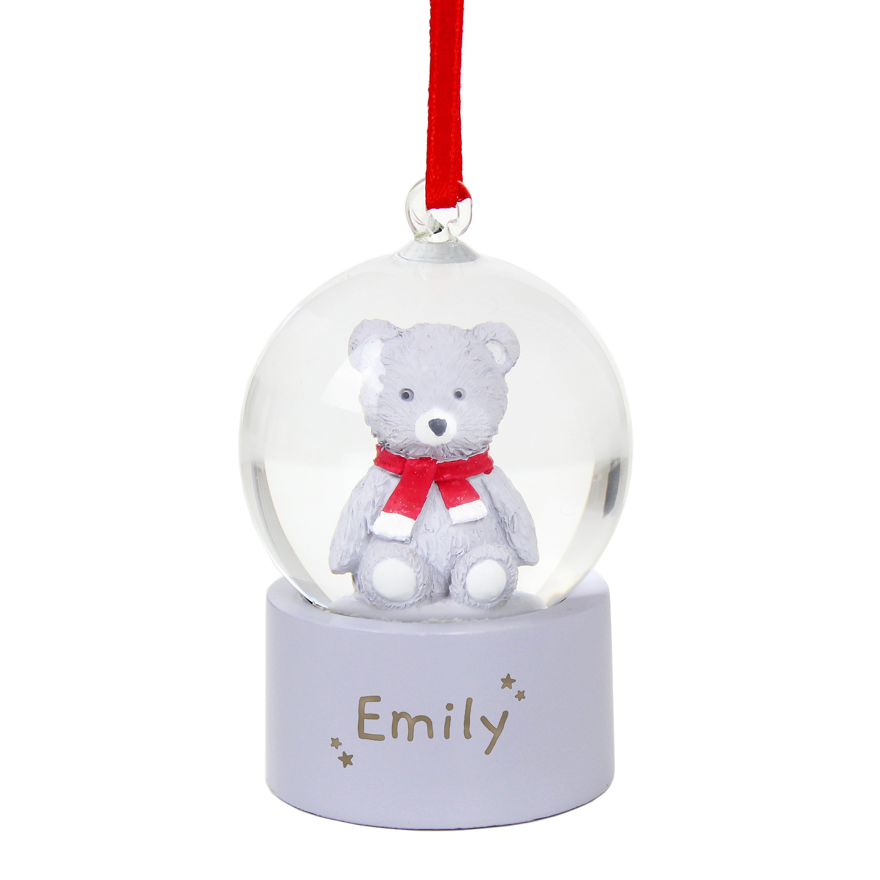 Personalised Name Only Teddy Bear Glitter Snow Globe Tree Decoration