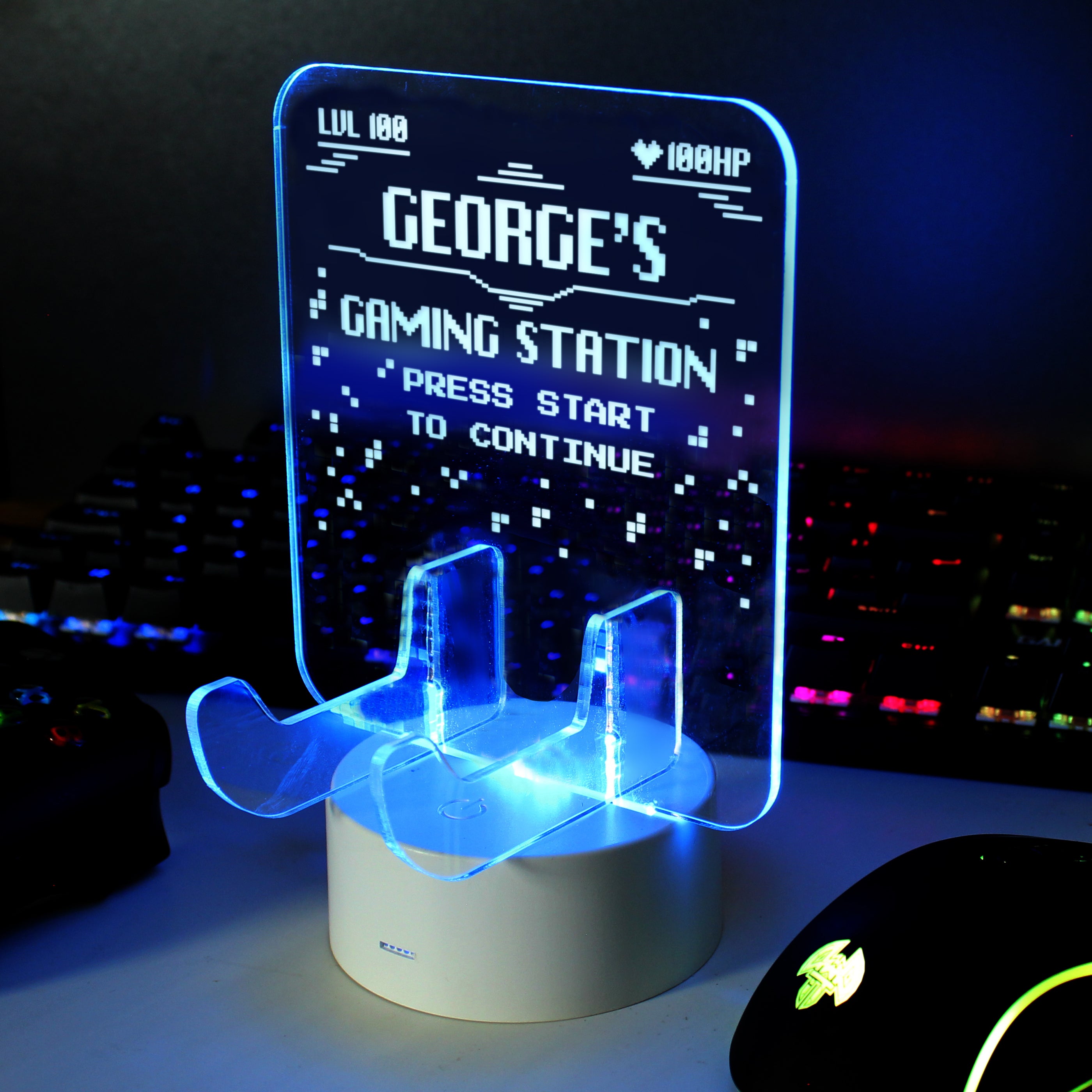 Personalised Gaming Controller Holder LED Colour Changing Light