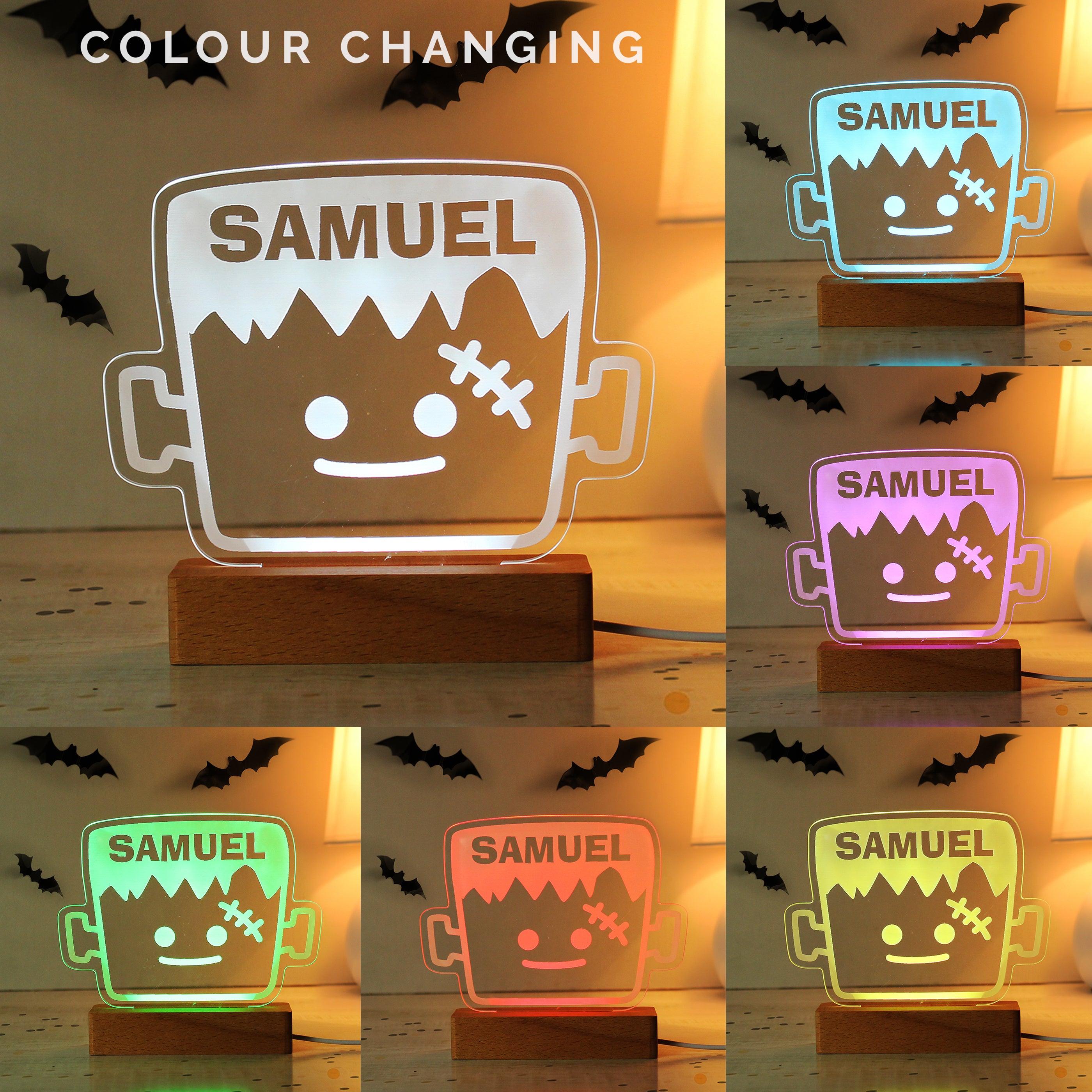 Personalised Frankenstein Wooden LED Light