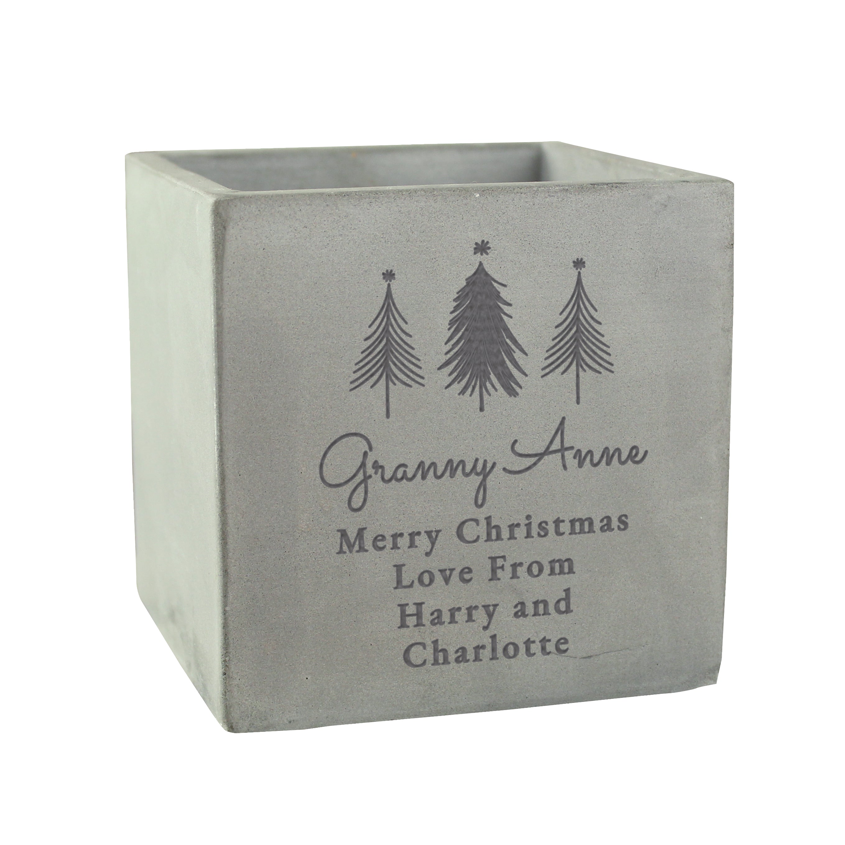 Personalised Christmas Tree Concrete Planter