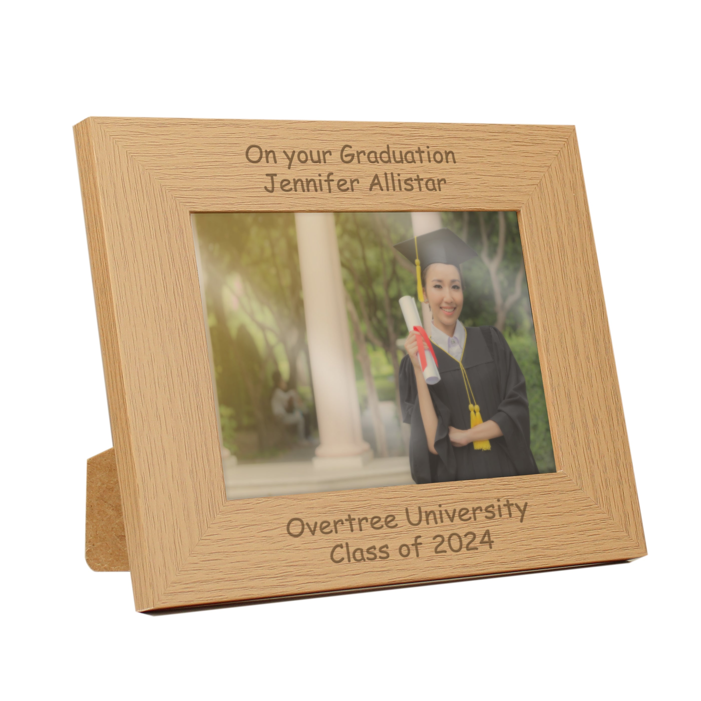 Personalised Landscape 5x7 Landscape Oak Finish Photo Frame