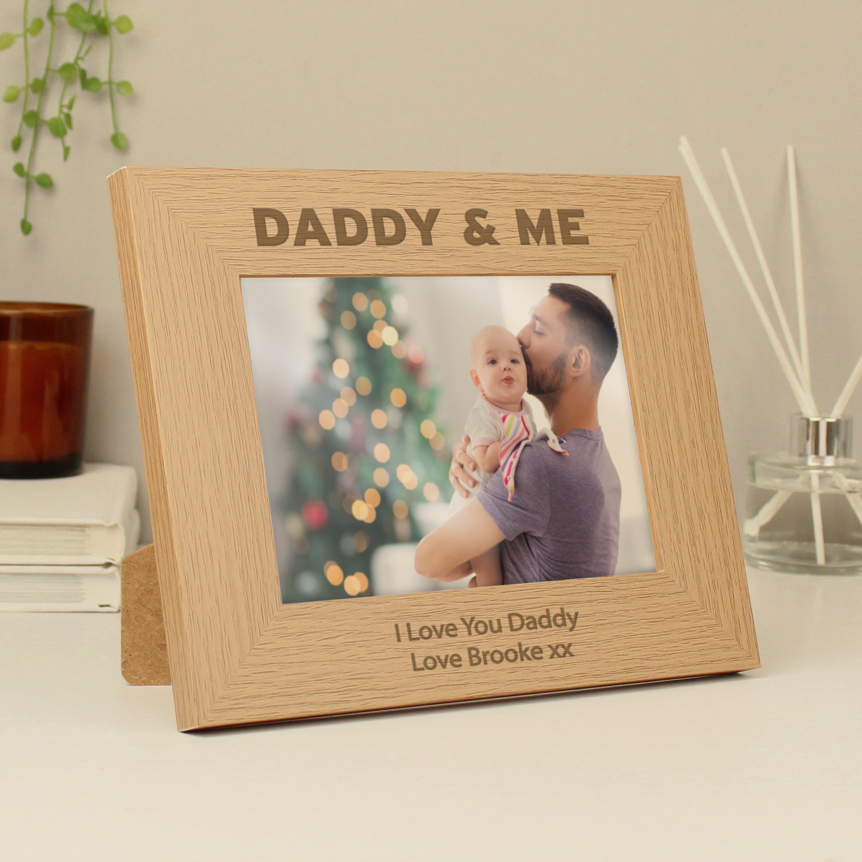 Personalised Daddy & Me 5x7 Landscape Oak Finish Photo Frame