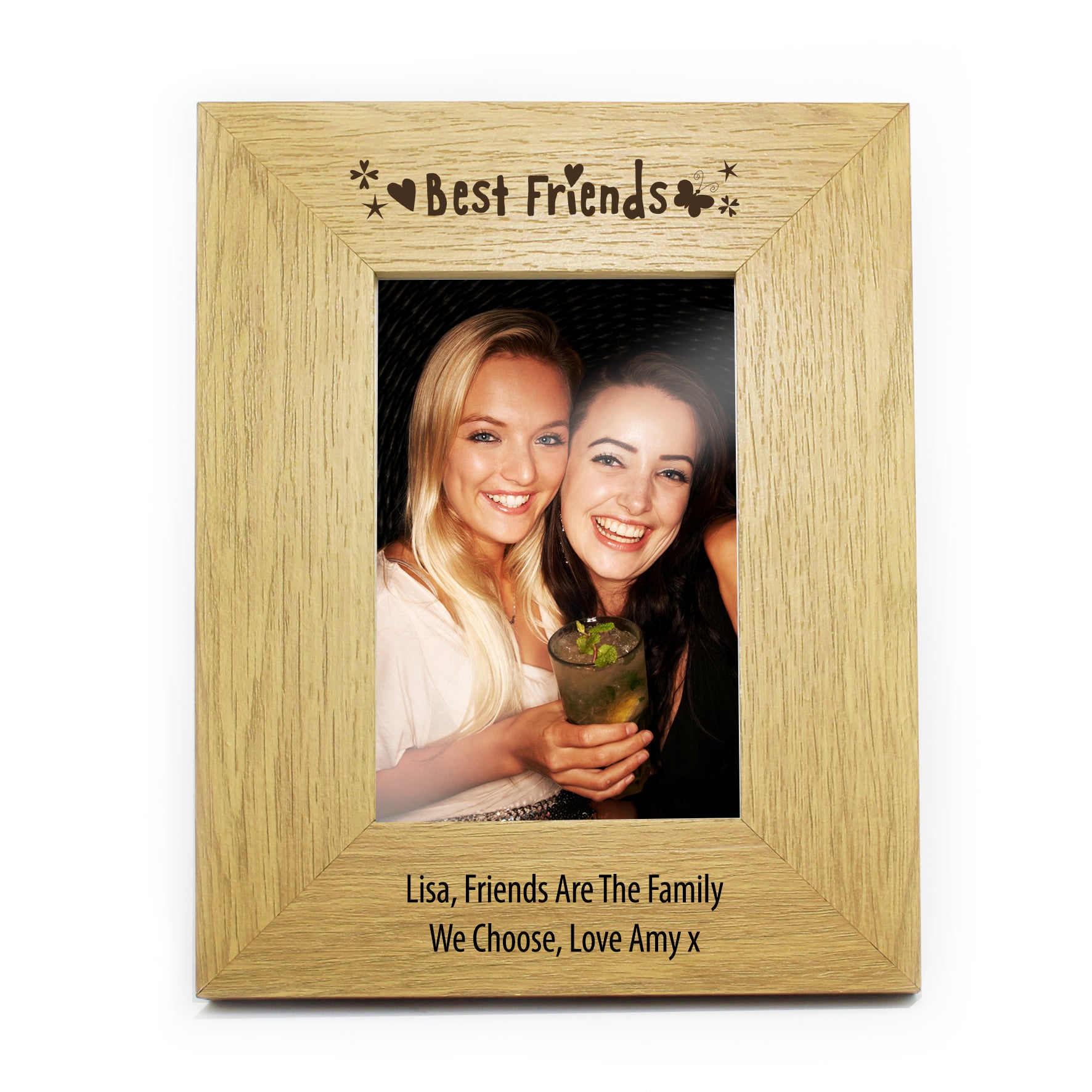 Personalised Oak Finish 6x4 Best Friends Photo Frame