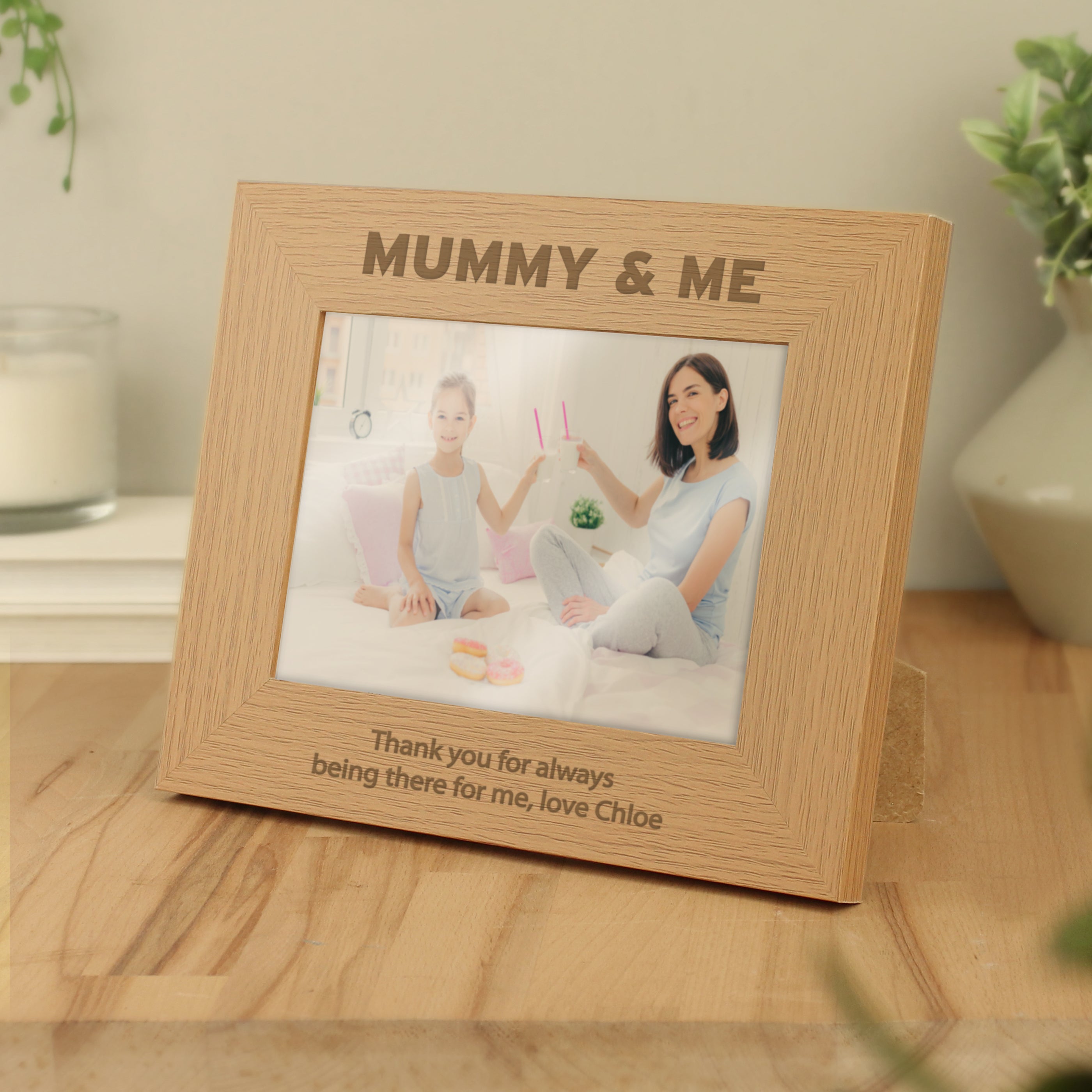 Personalised Mummy & Me 5x7 Landscape Oak Finish Photo Frame