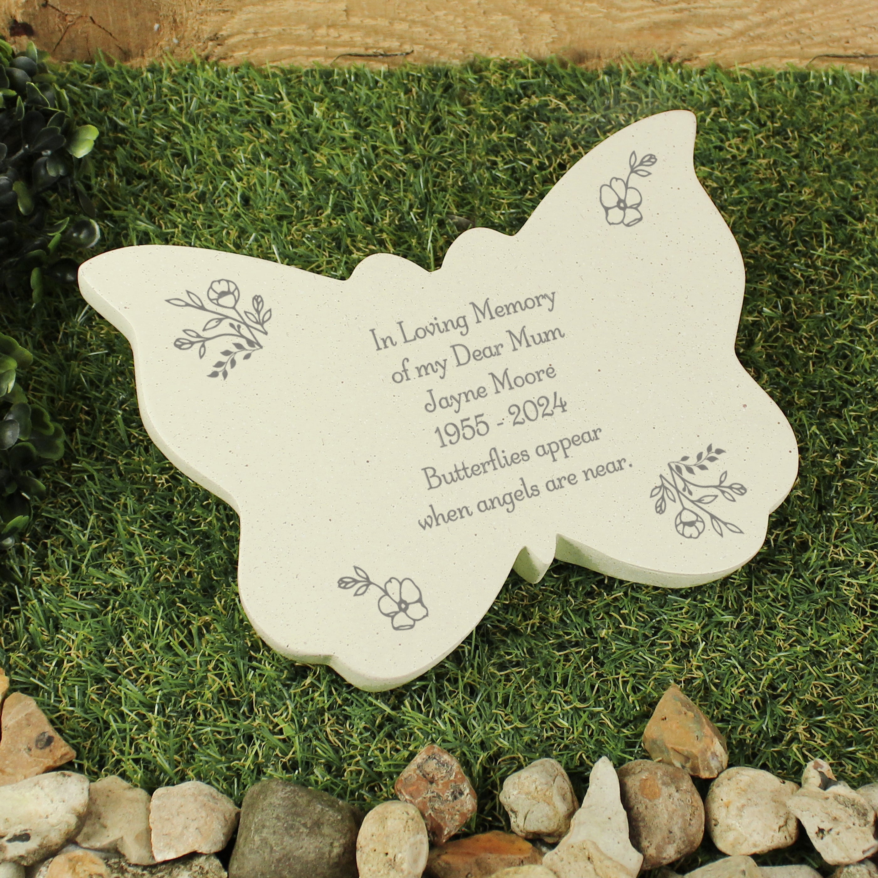 Personalised Floral Memorial Resin Butterfly