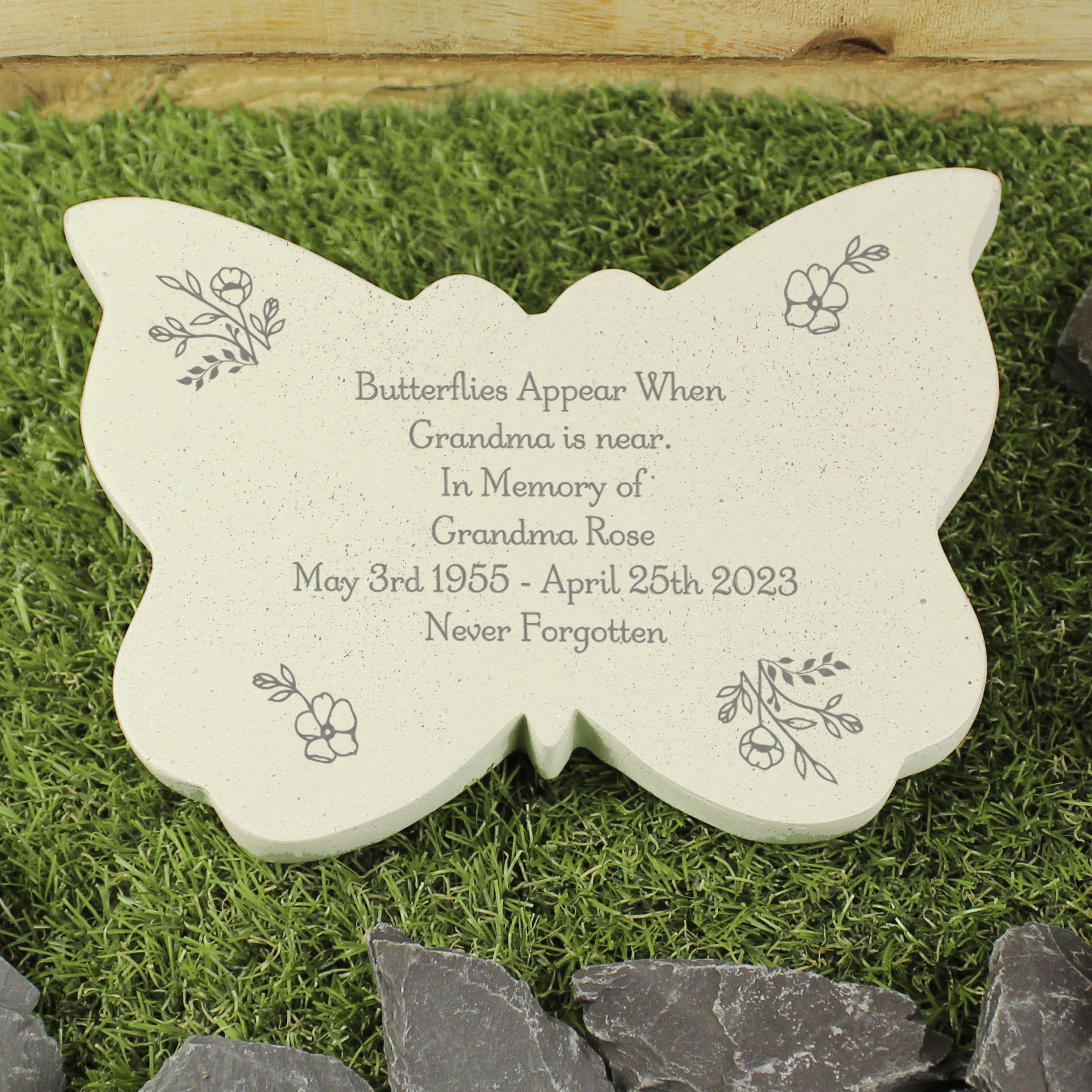 Personalised Floral Memorial Resin Butterfly