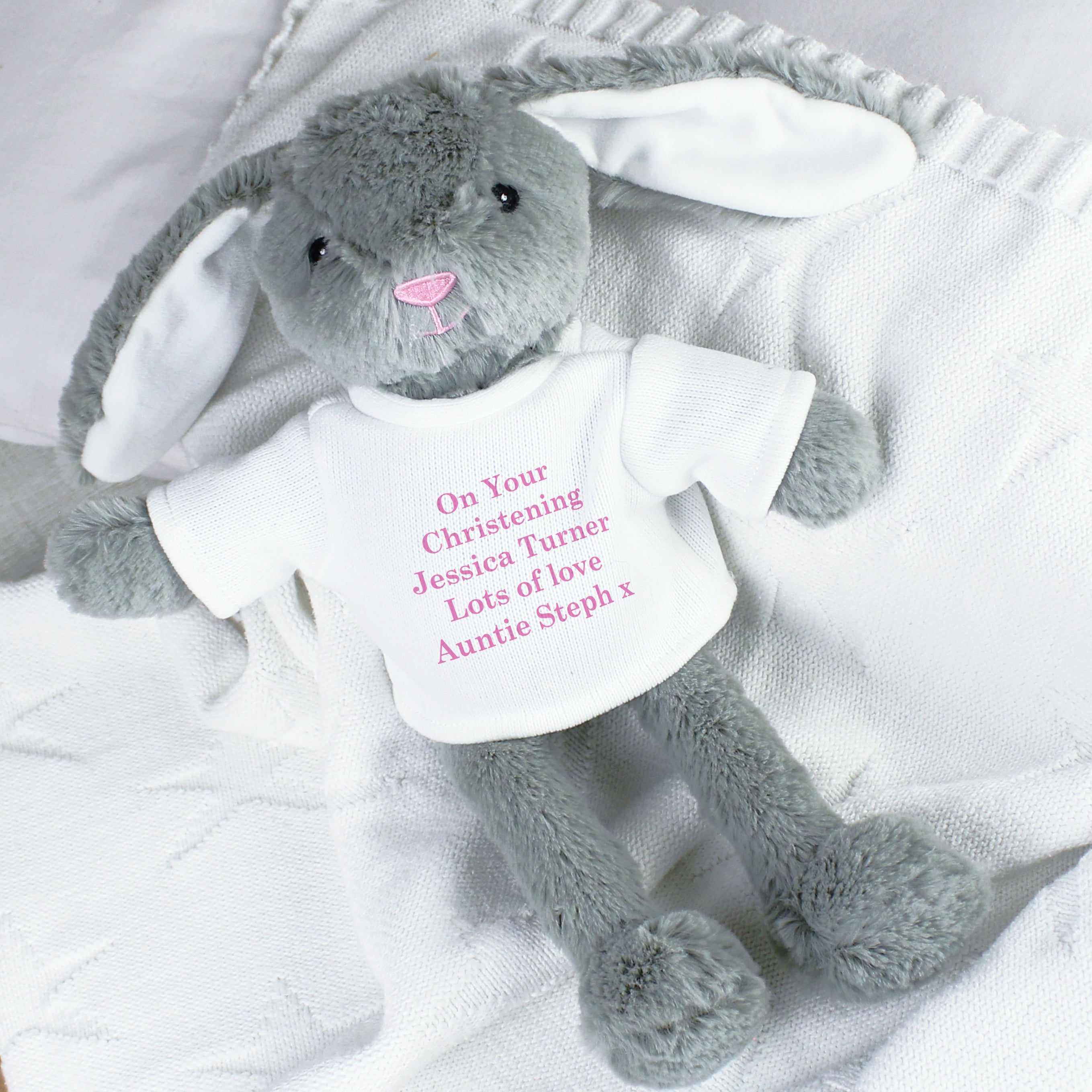 Personalised Message Bunny Rabbit In Jumper - Pink