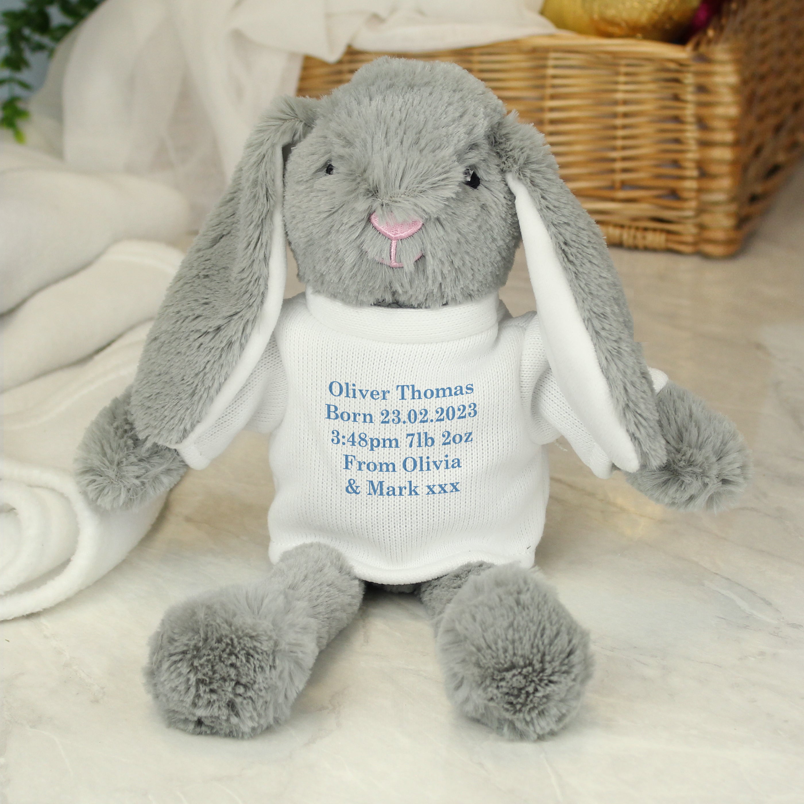 Personalised Message Bunny Rabbit - Blue