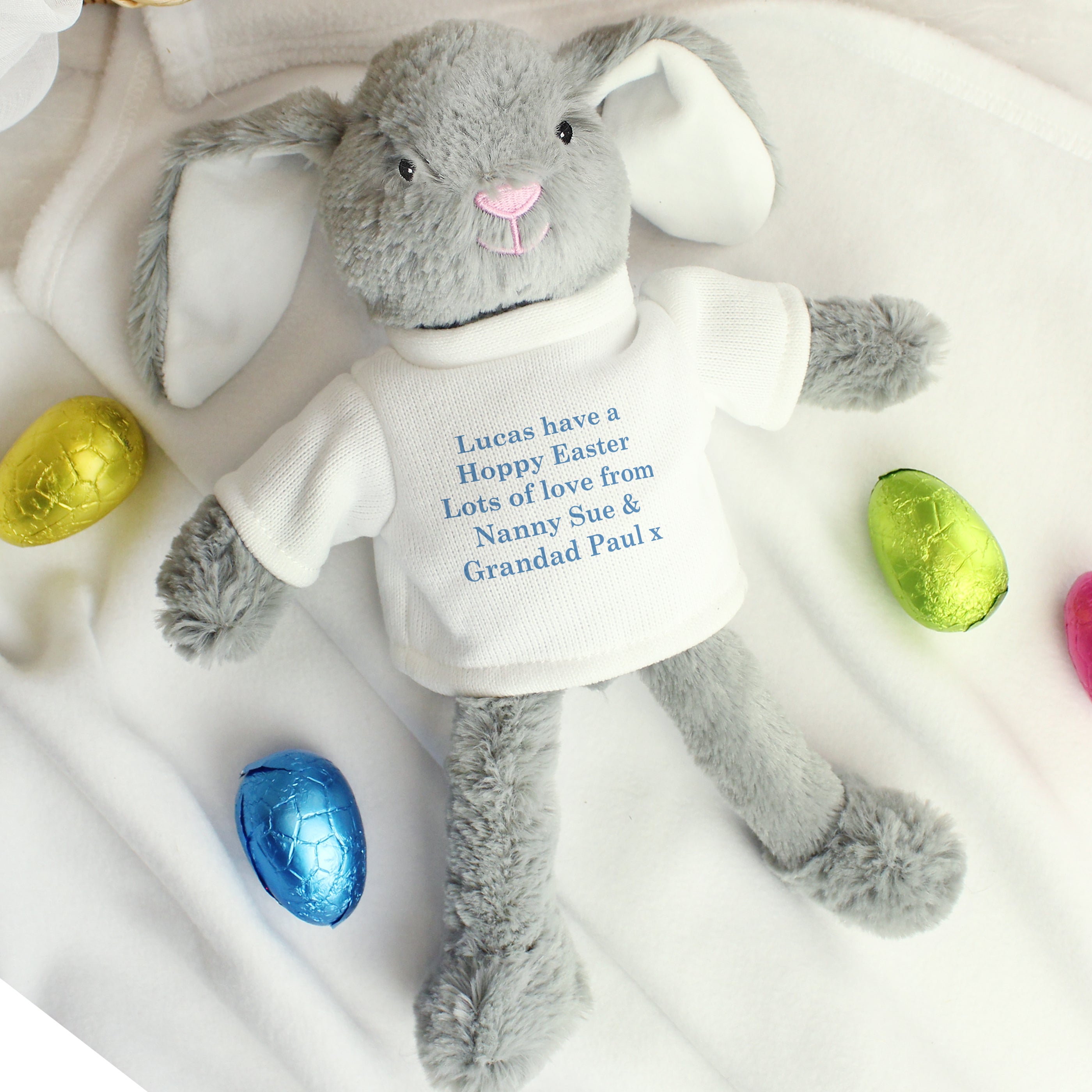 Personalised Message Bunny Rabbit - Blue