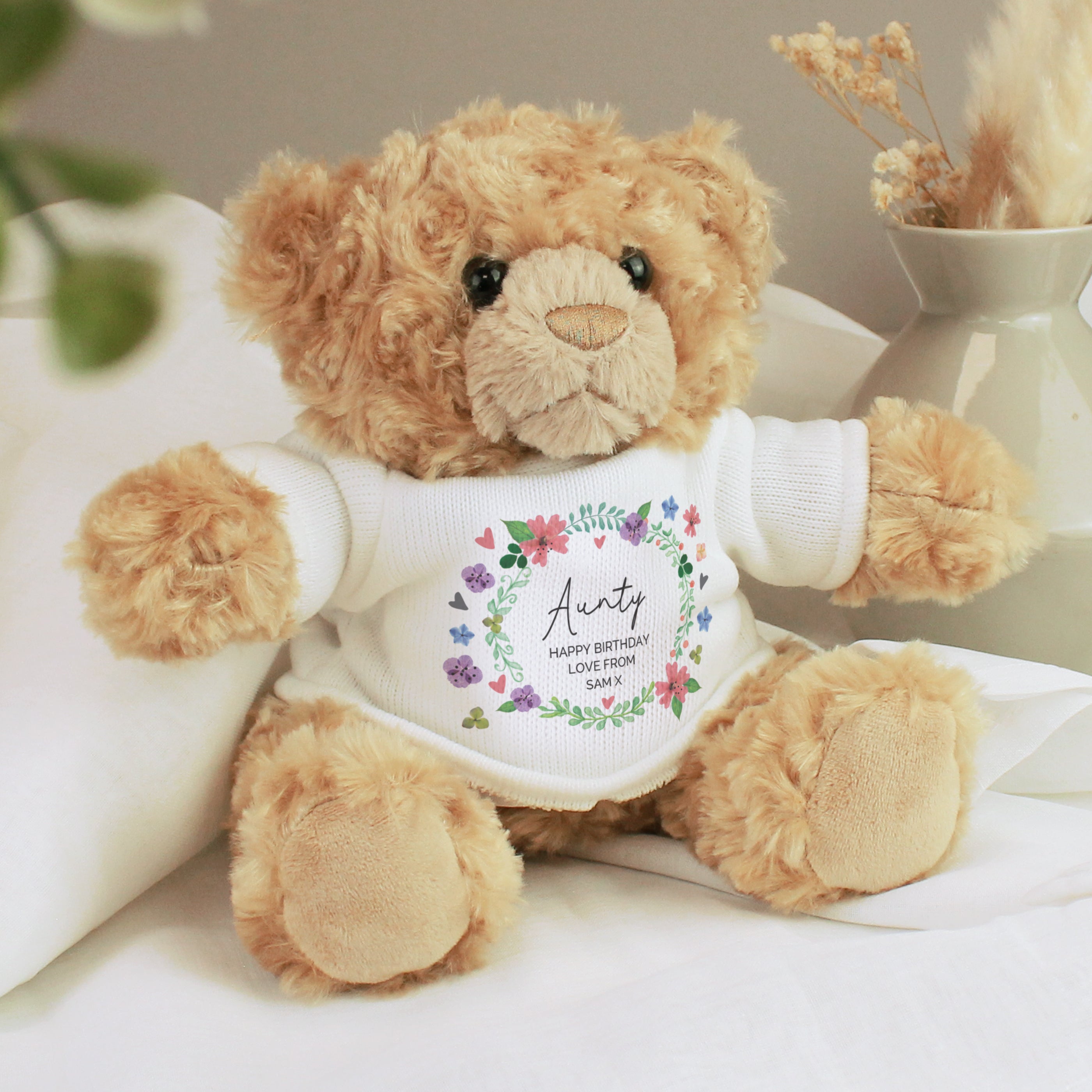 Personalised Floral Teddy Bear