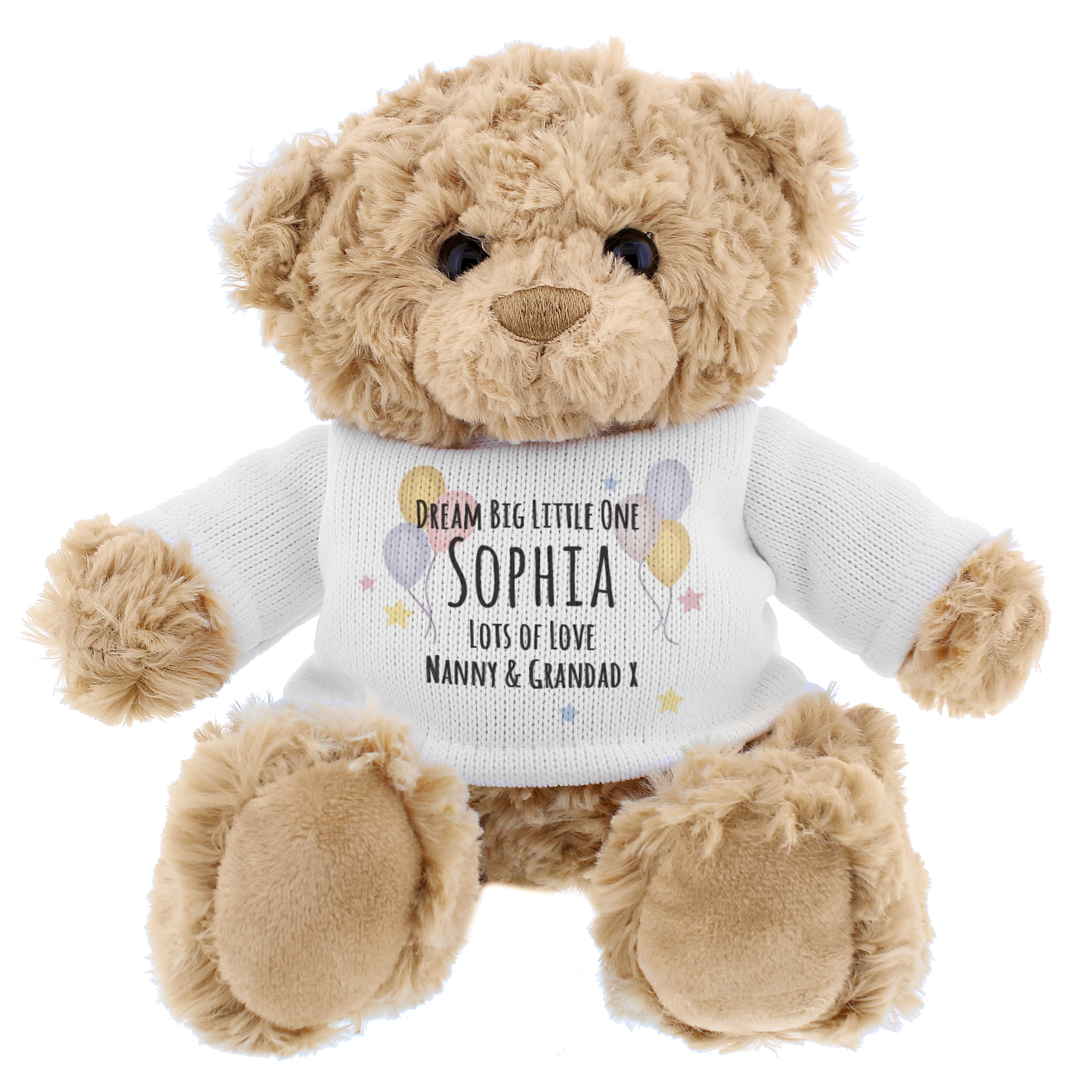 Personalised Teddy & Balloons Teddy Bear