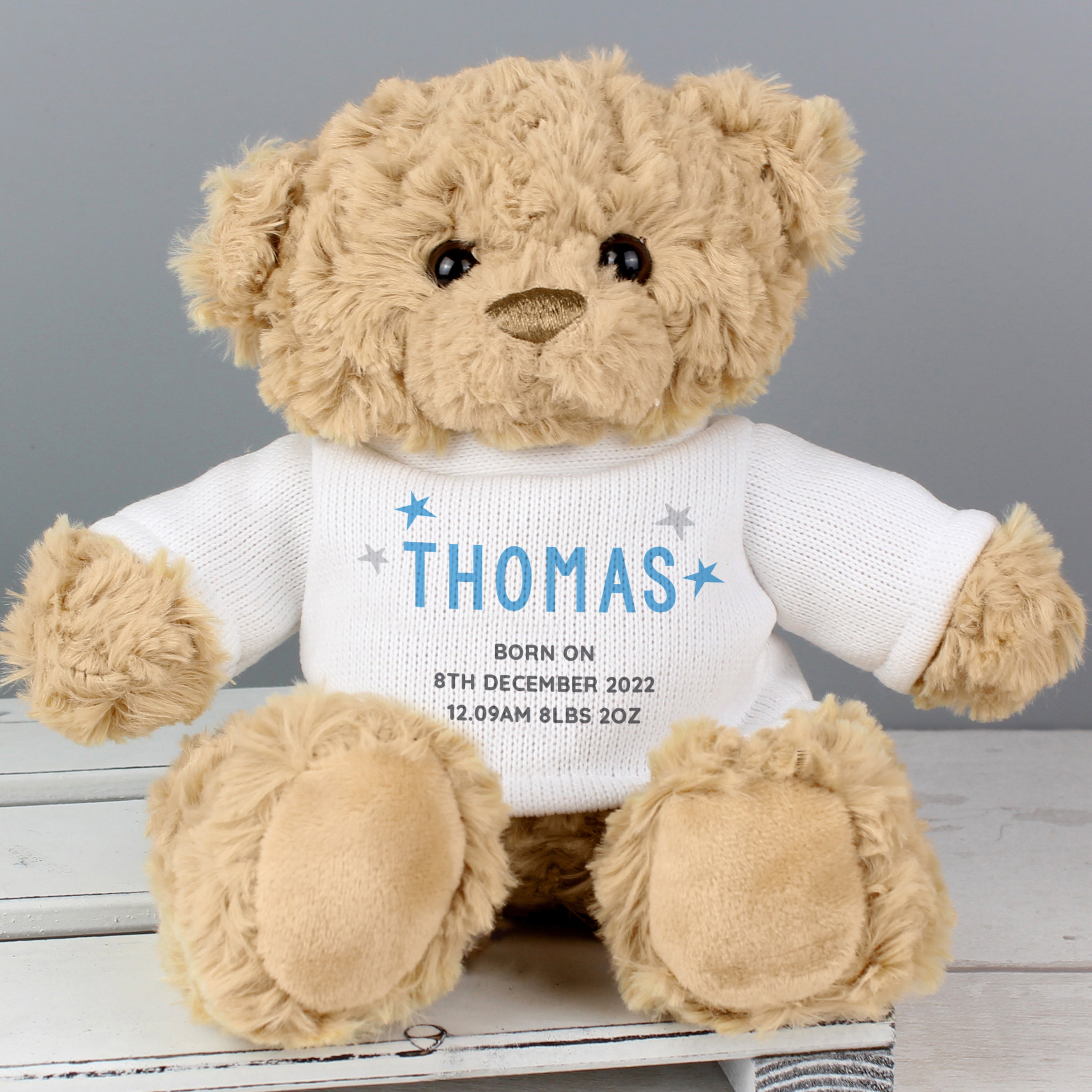 Personalised Blue Name & Message Teddy Bear