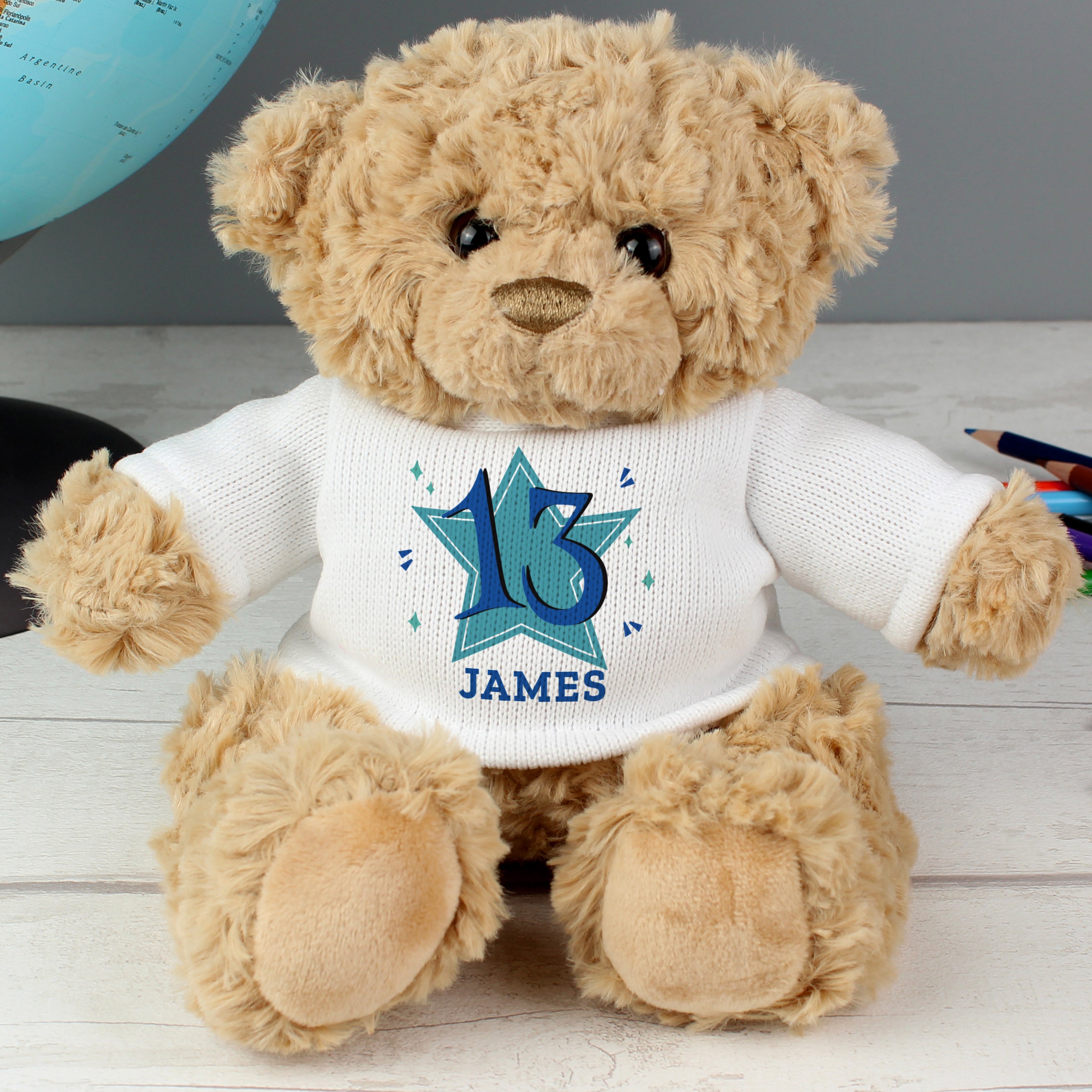 Personalised Blue Big Age Teddy Bear