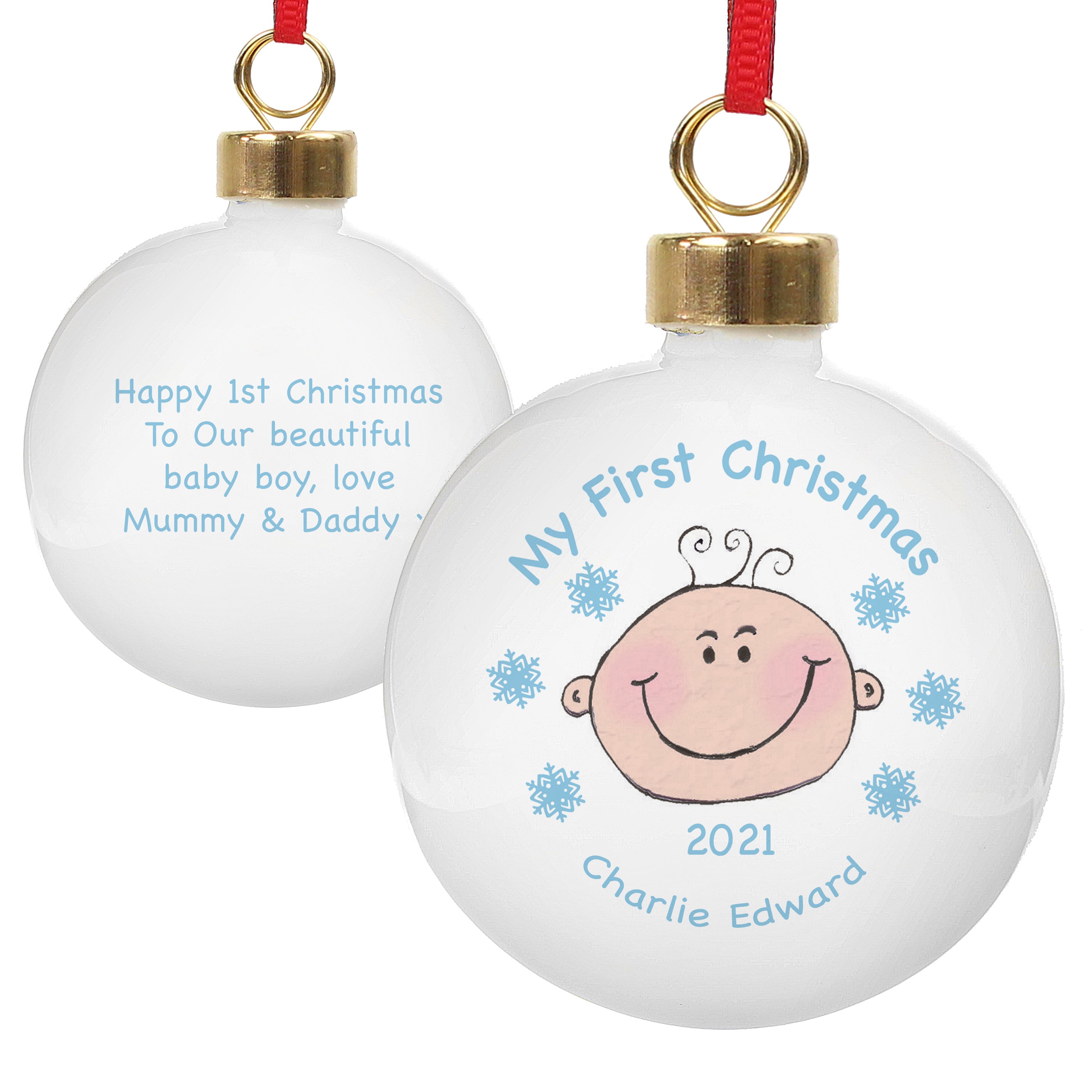 Personalised Baby Boy My First Christmas Bauble